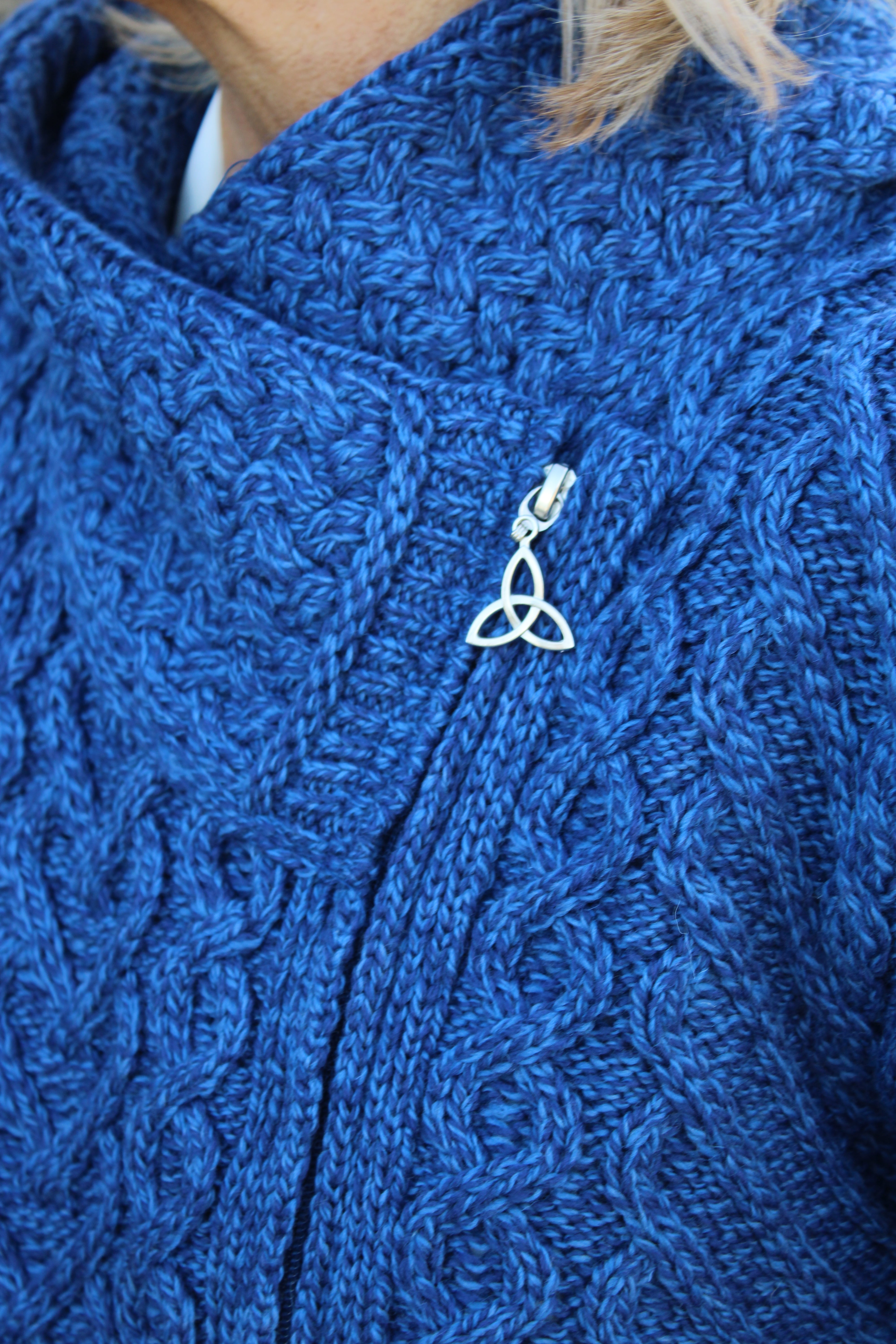 Hooded Side Zip Cardigan, Blue Marl