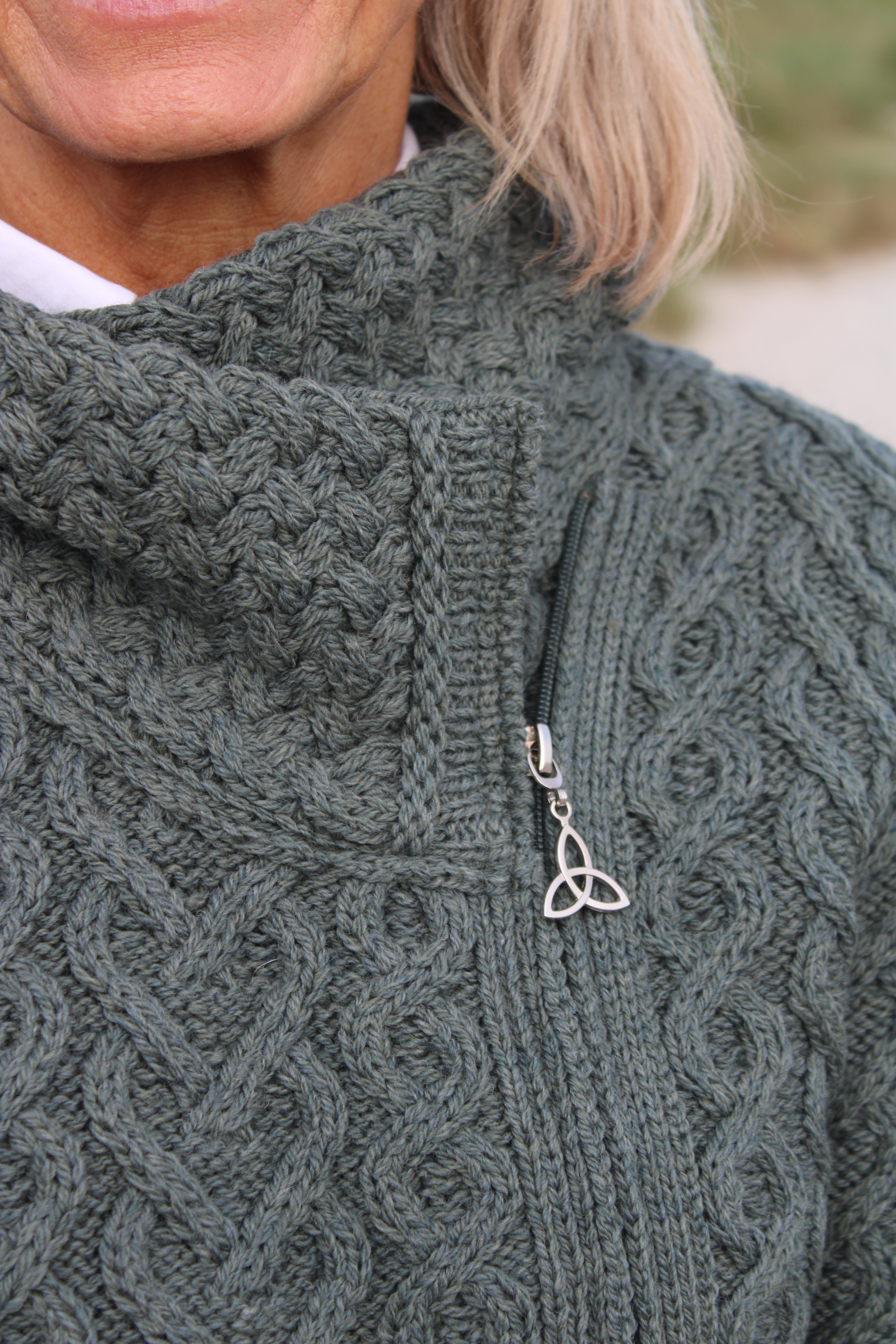 Hooded Aran Heart Cardigan , Thundra