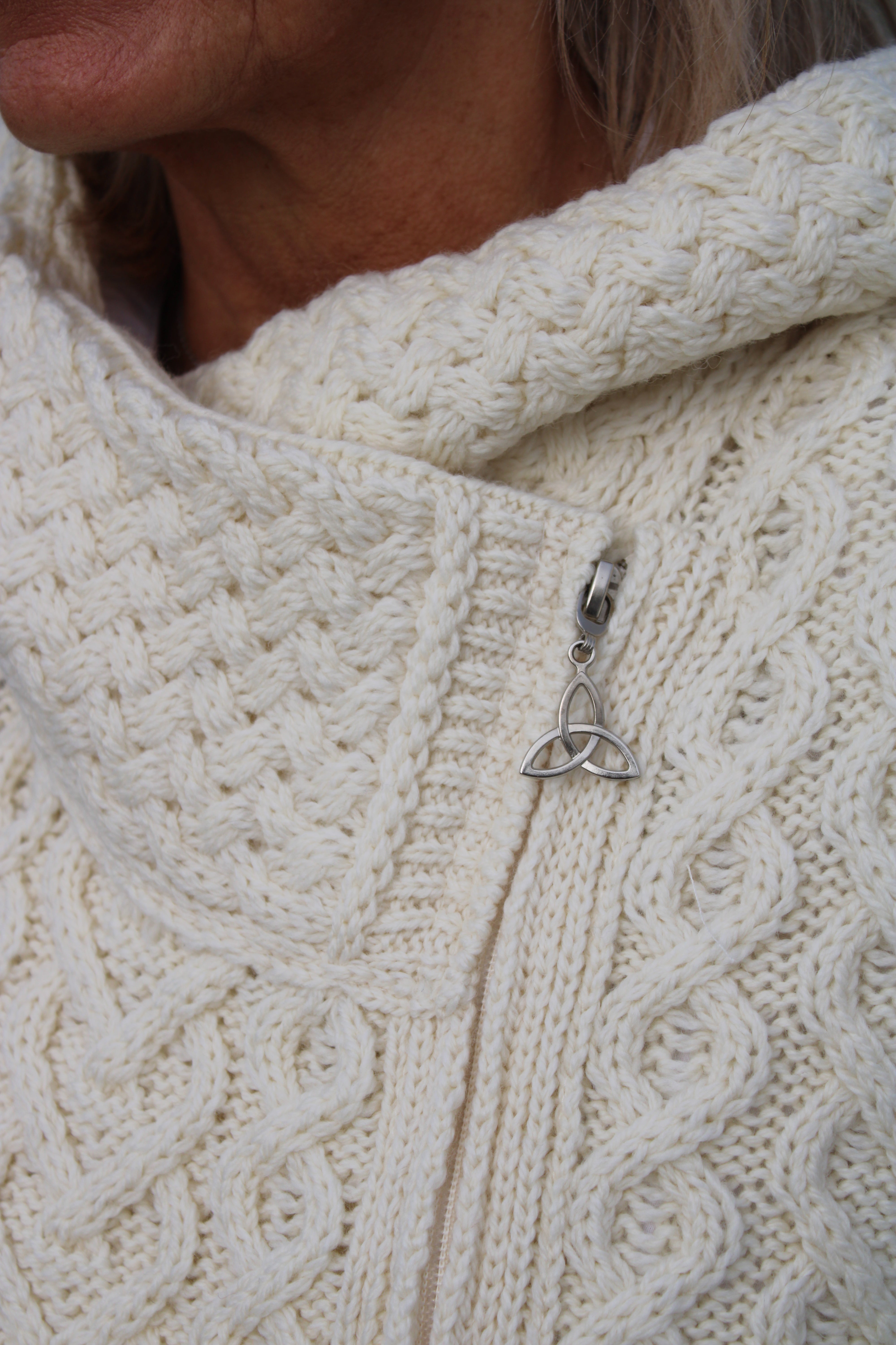 Side Zip Hooded Cardigan , Natural