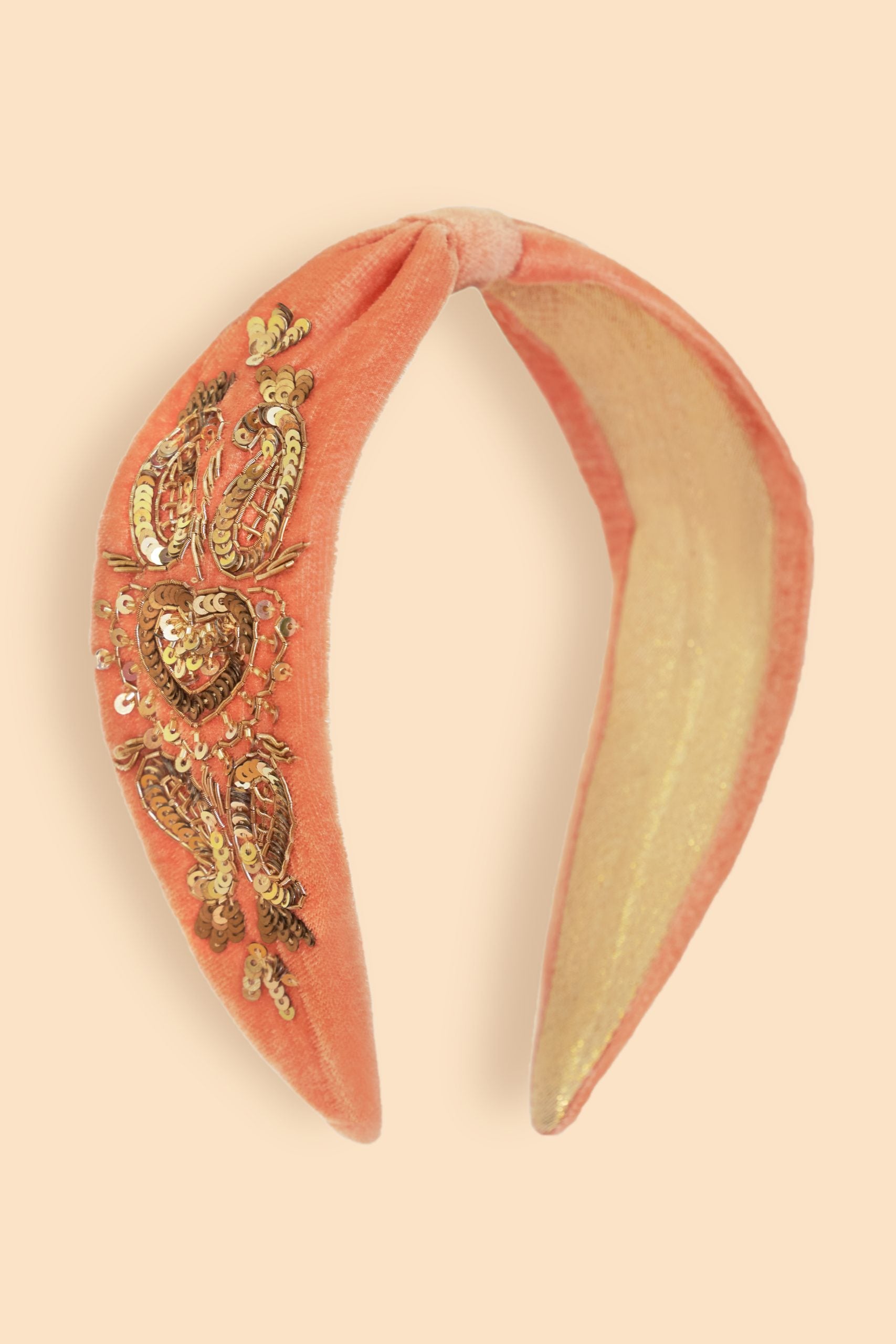 Powder Heart Embroidered Headband