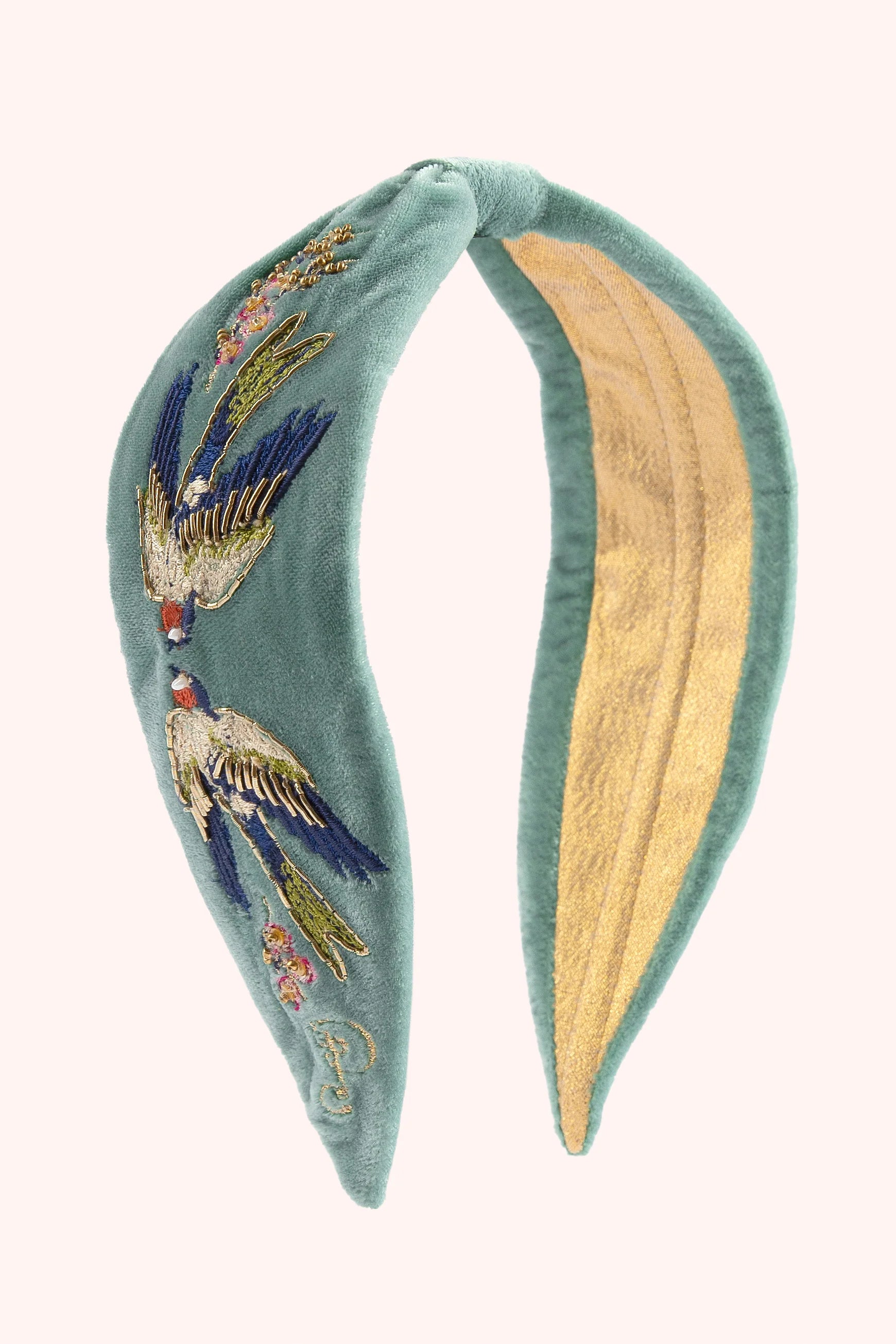 Powder Velvet Headband , Swooping Swallows