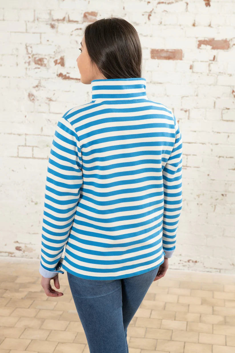 Lighthouse Haven Button Top , Blue Stripe