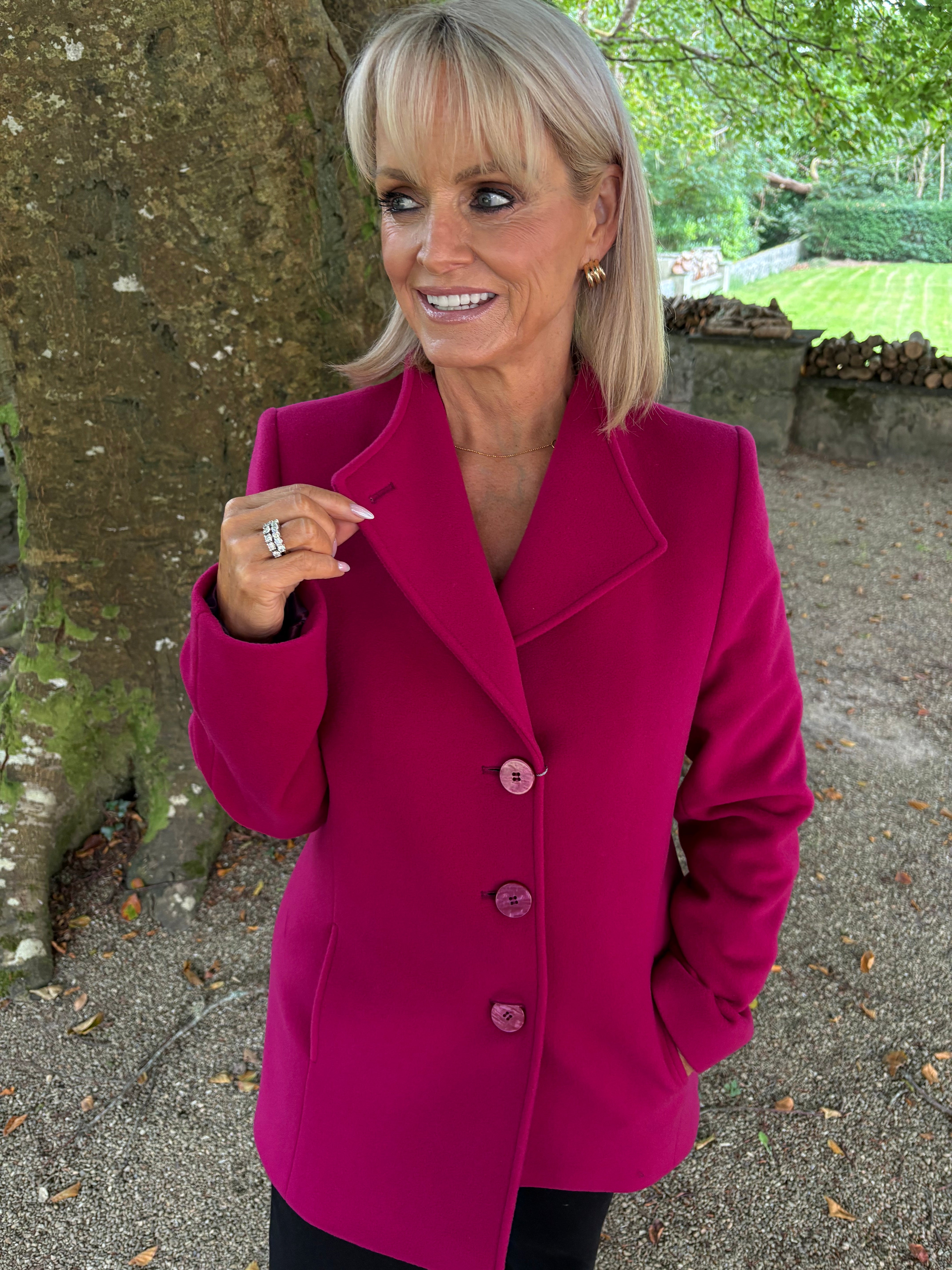 Christina Felix Short Wool Coat - Cerise Pink