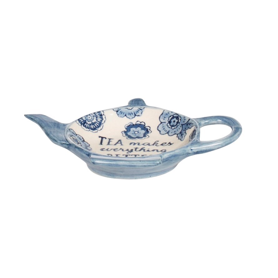 Sass & Belle | Blue Floral Tea Lovers Tea Bag Dish