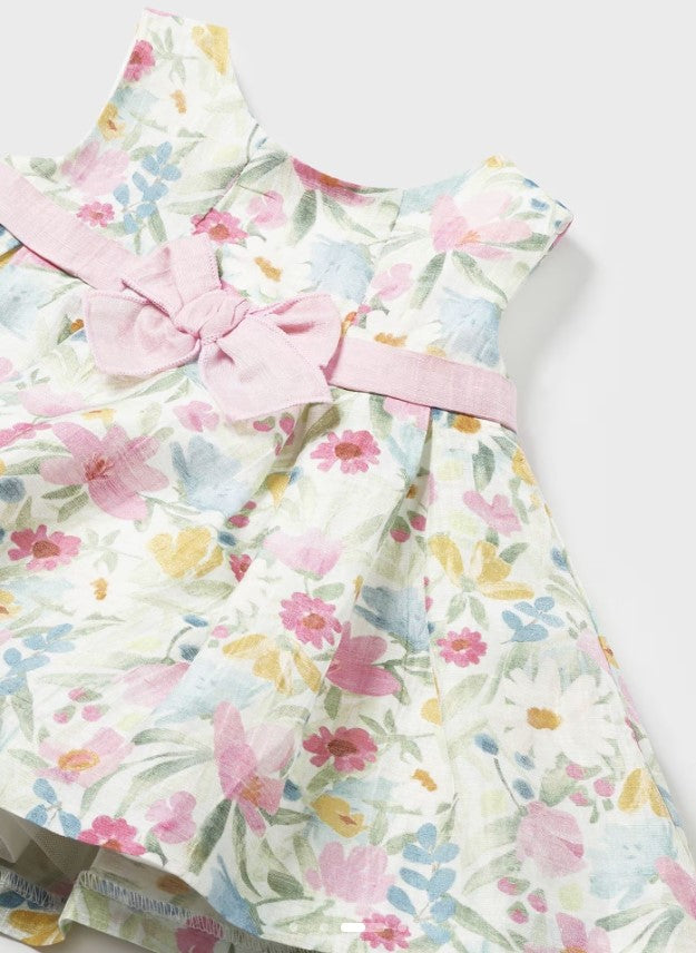 Mayoral Floral Printed Linen Dress , Jade