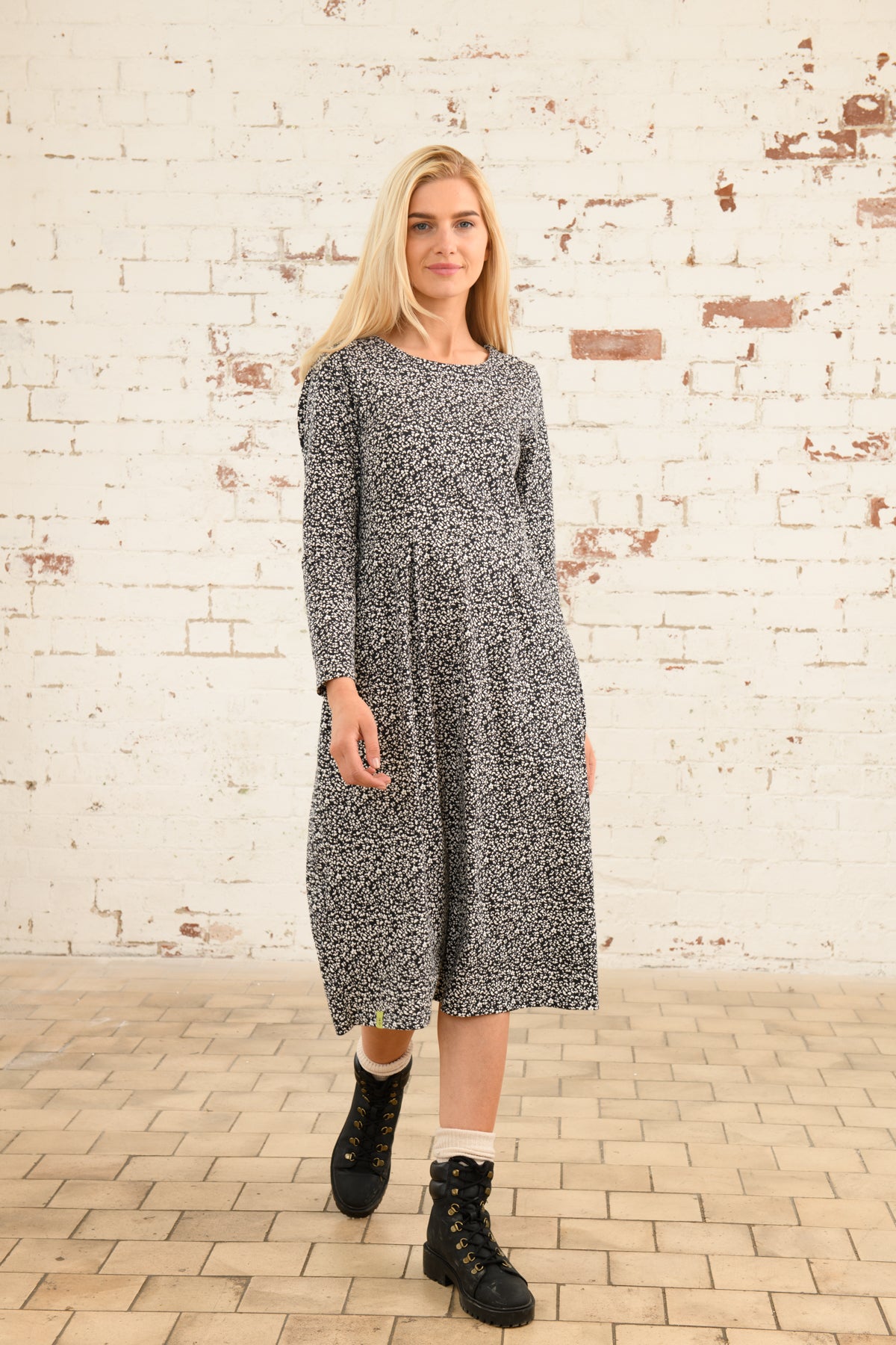 Lighthouse Clara Cotton Stretch Dress , Black Floral