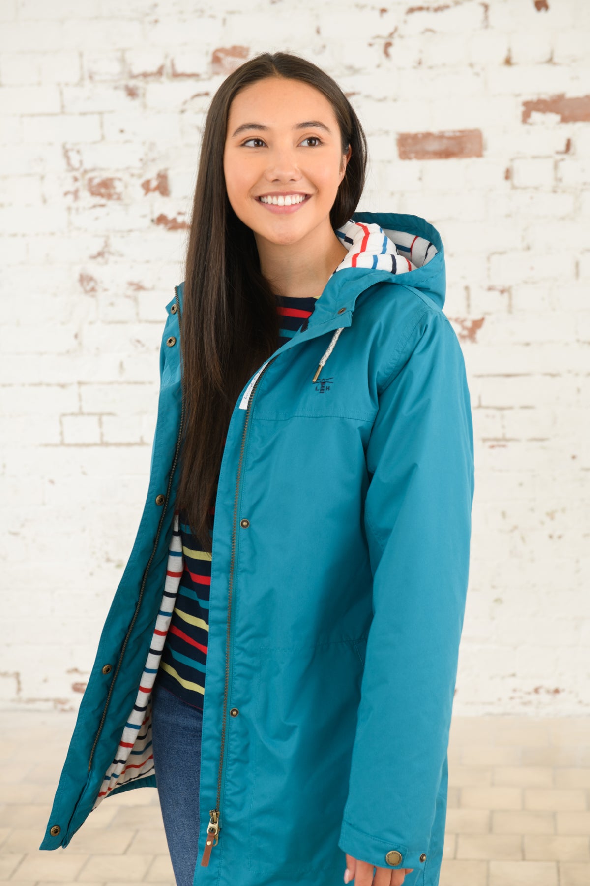 Lighthouse Eva Long Waterproof Coat Peacock