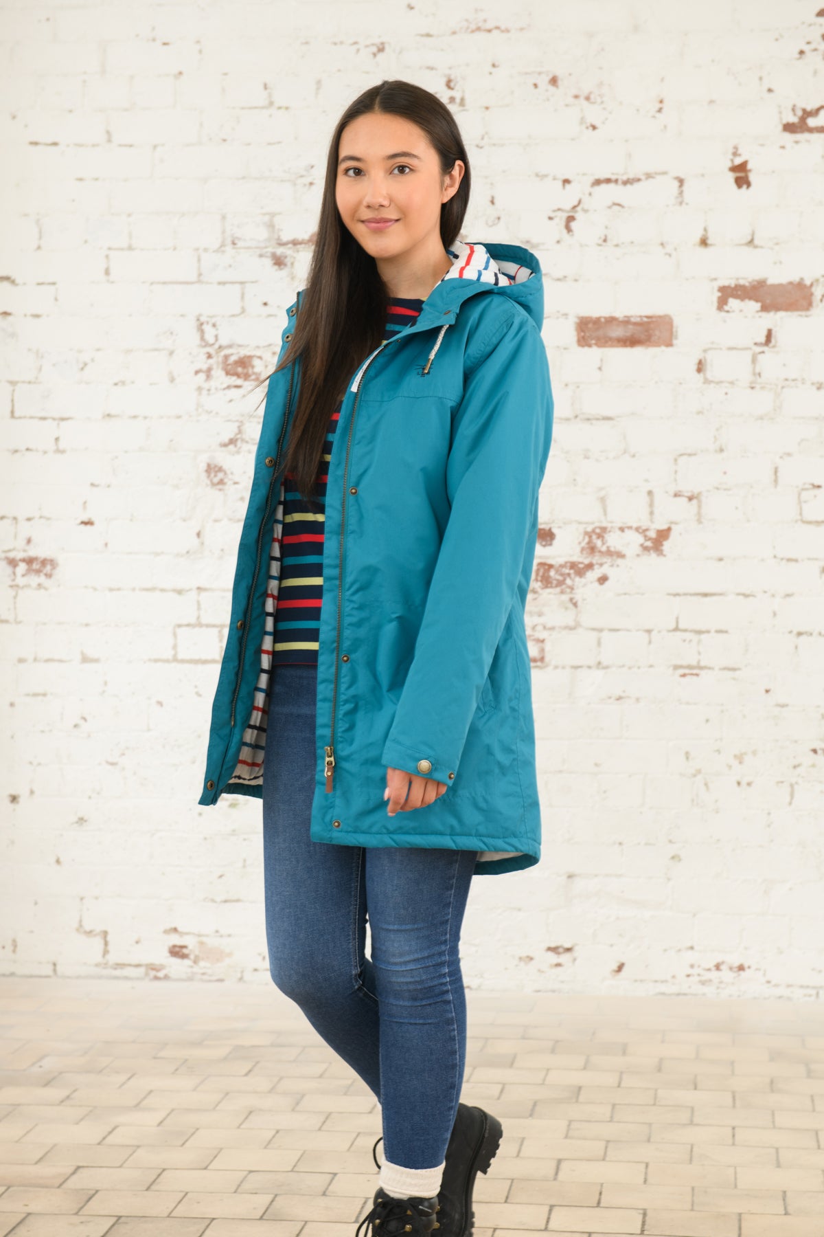 Lighthouse Eva Long Waterproof Coat Peacock