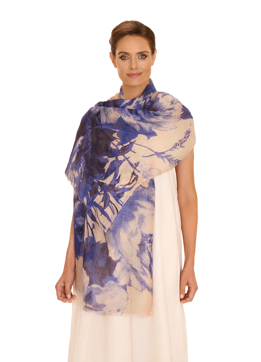 Powder China Blue Blooms Scarf