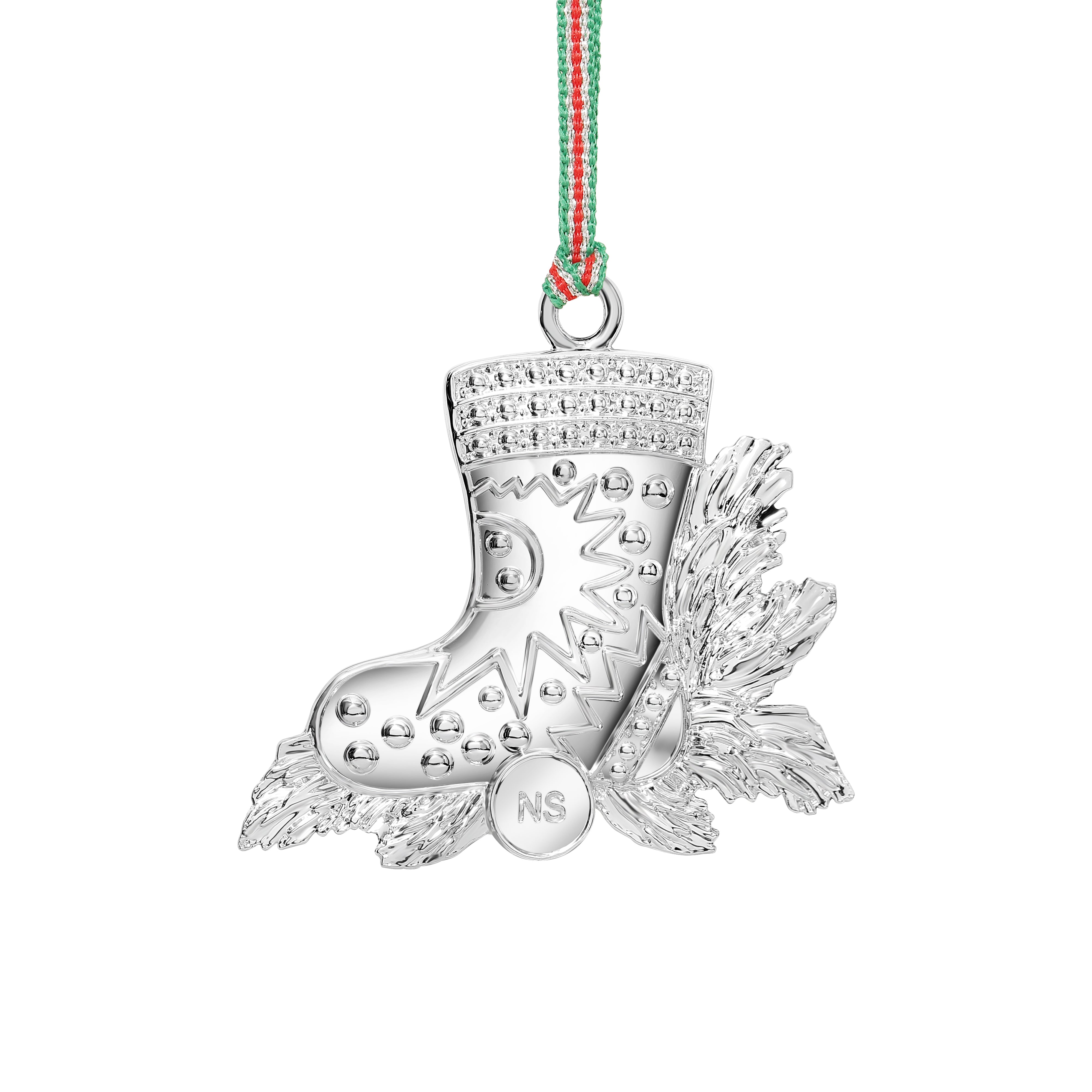 Newbridge Silverware | Boot with Red Stones Christmas Tree Decoration