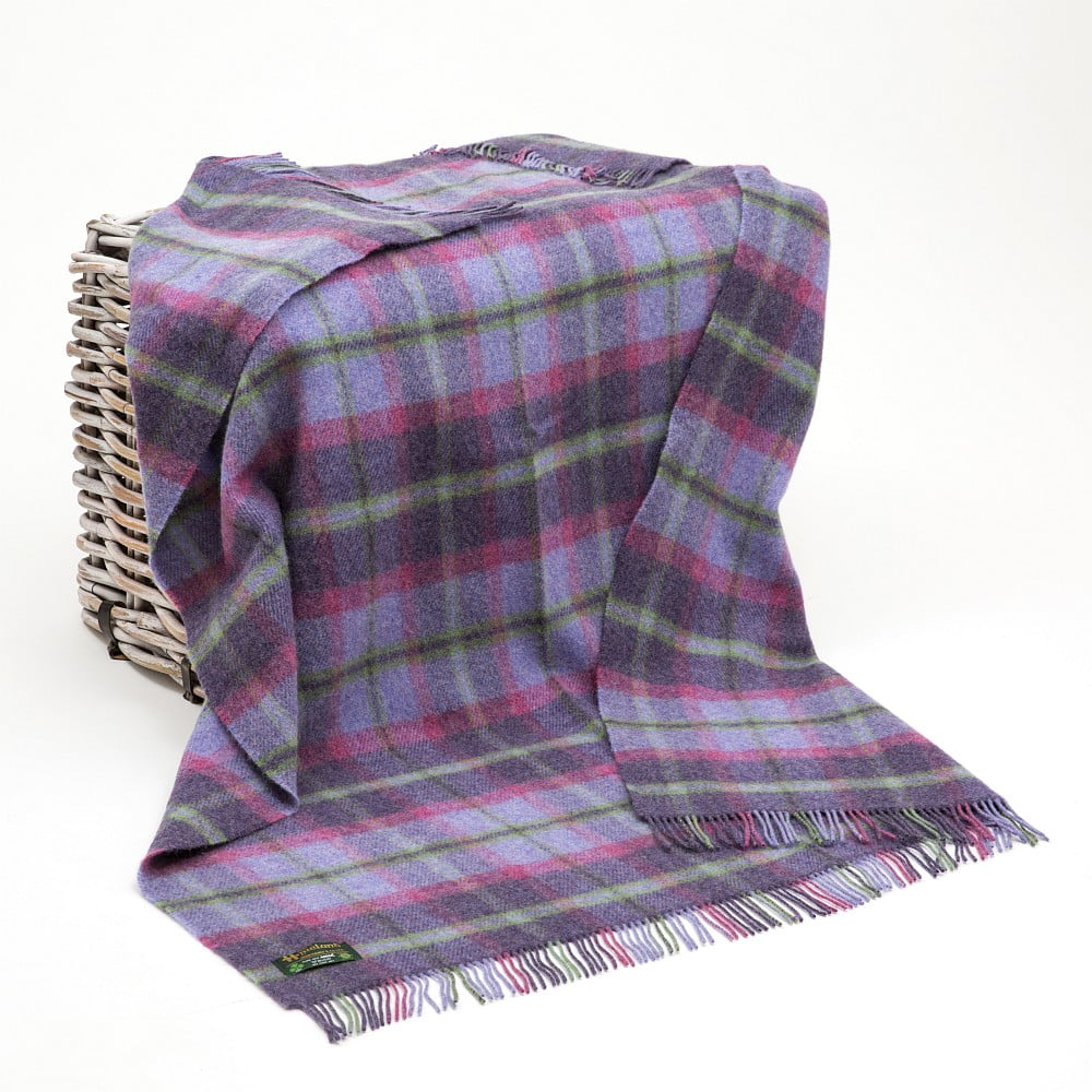 John Hanly | Large Irish Picnic Blanket Purple Pink and Green Tartan