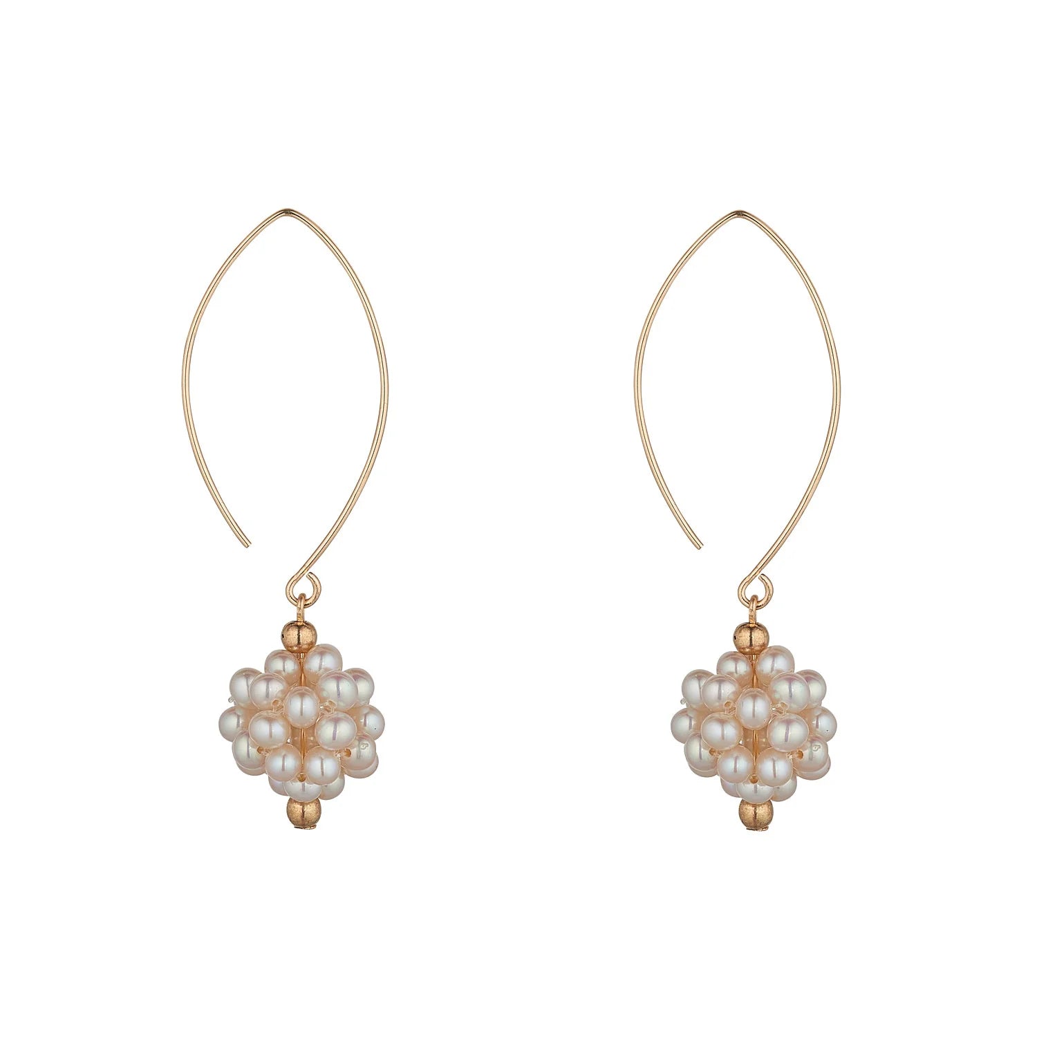 MoMuse Gold Filled Pearl Cluster Open Oval Earrings