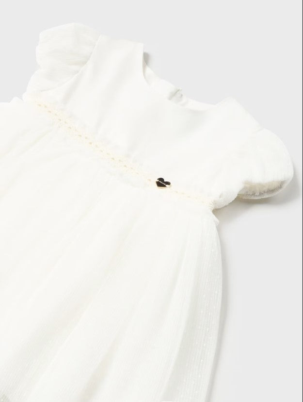 Mayoral Pleated Tulle Dress , Natural