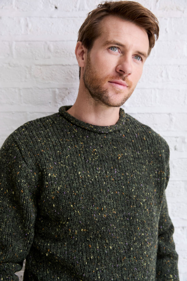 Raheen Tweed Roll Neck Mens Sweater