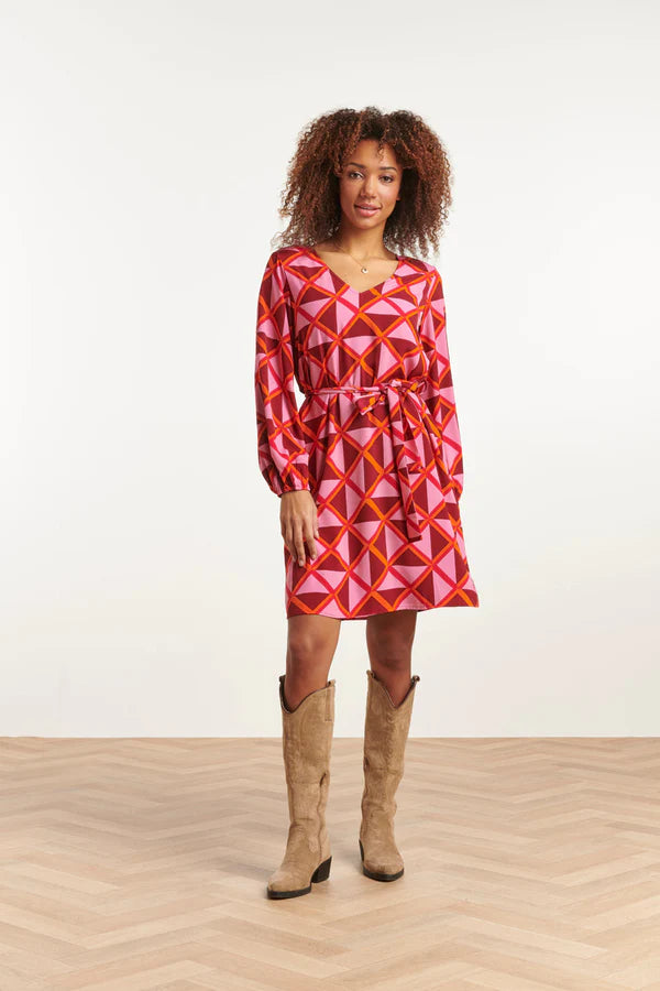 Smashed Lemon Print Dress , Pink / Orange