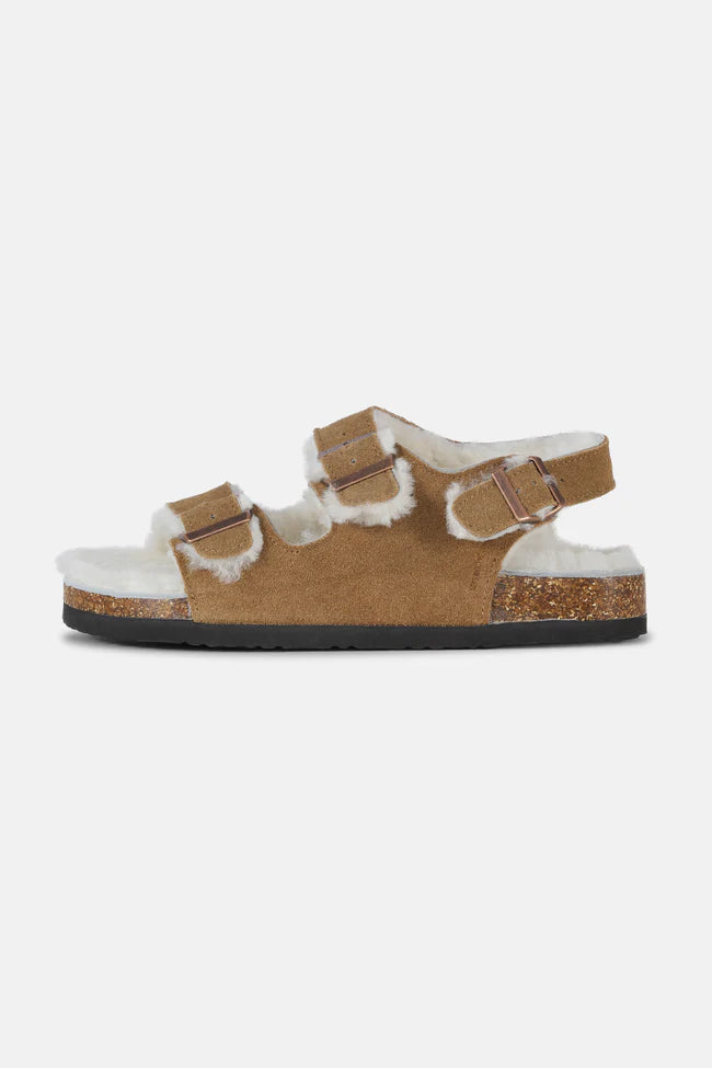 Ilse Jacobsen Fur Lined Sandal , Golden Brown