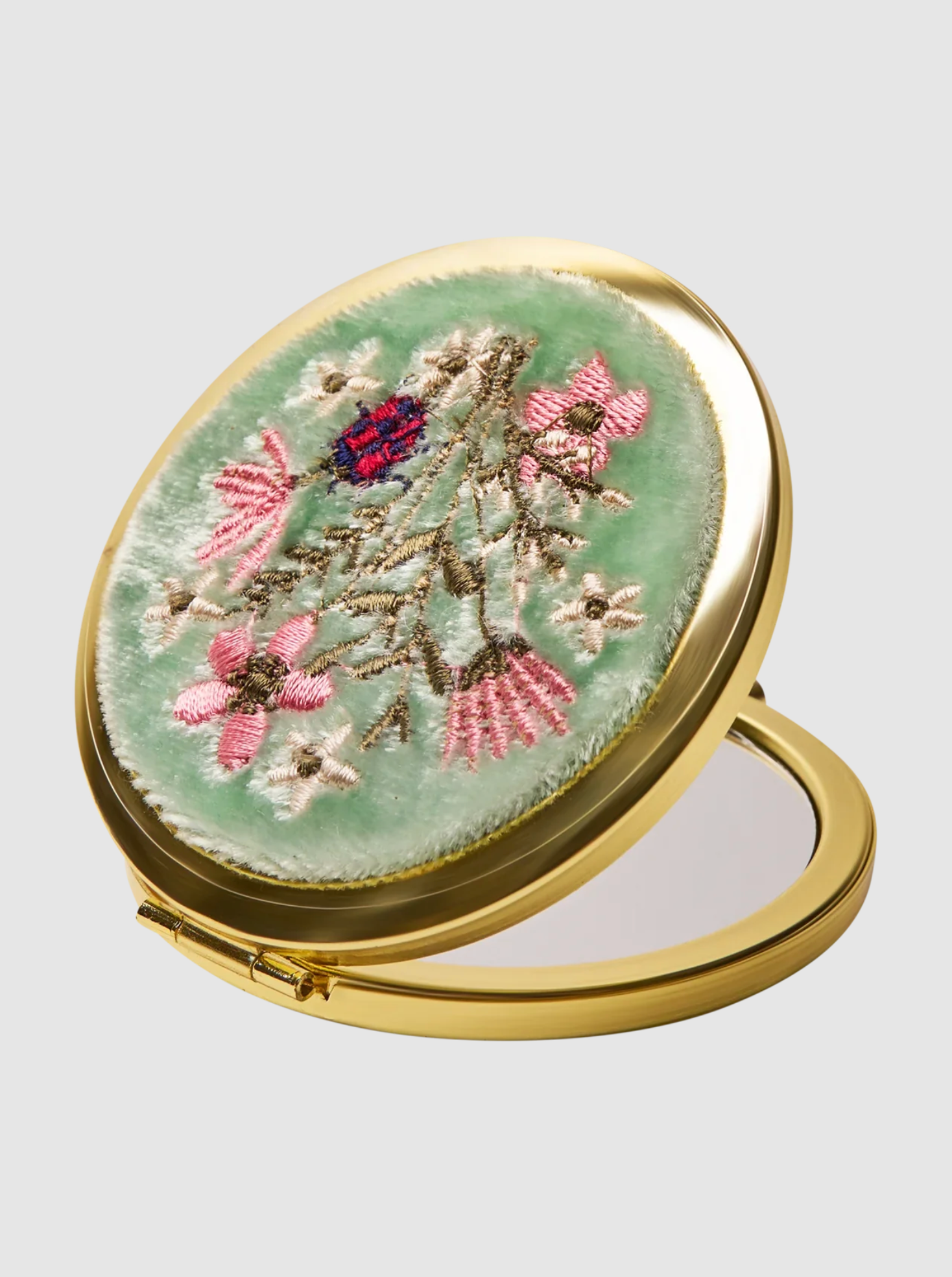 Powder Framed Glass Compact Mirror , Sage