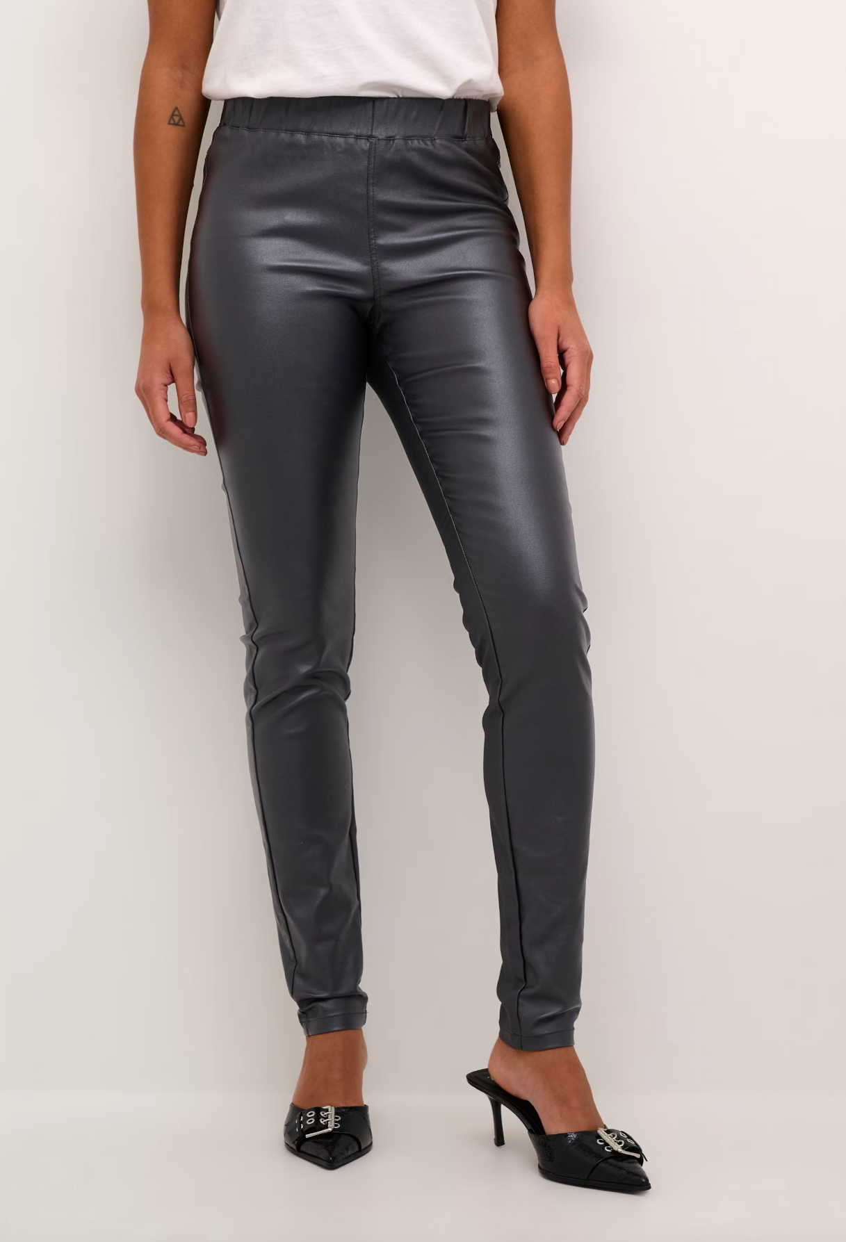 Kaffe Ada Coated Jeggings , Black Oyster