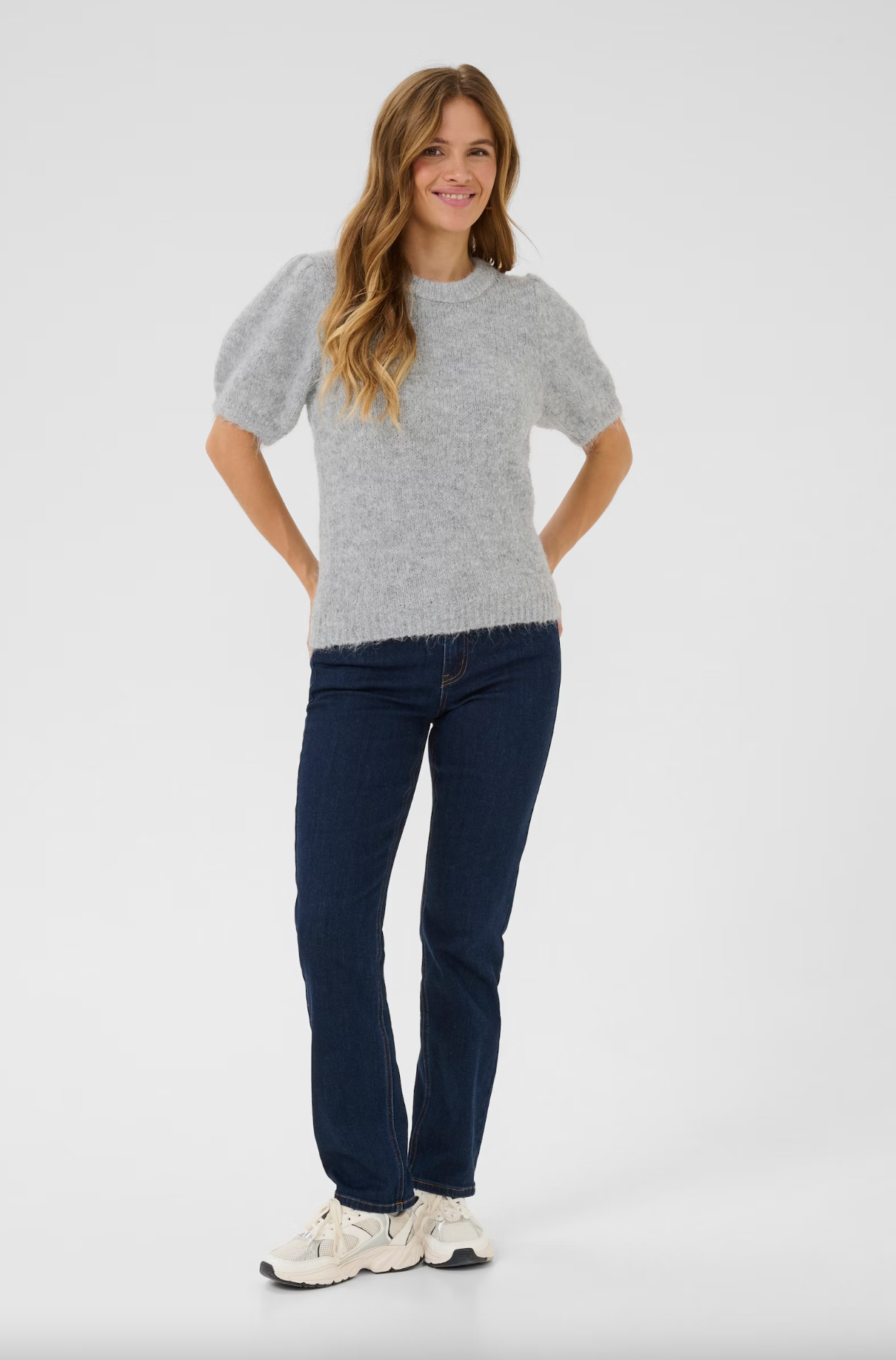 Kaffe KAemilie Bow Pullover , Grey Melange