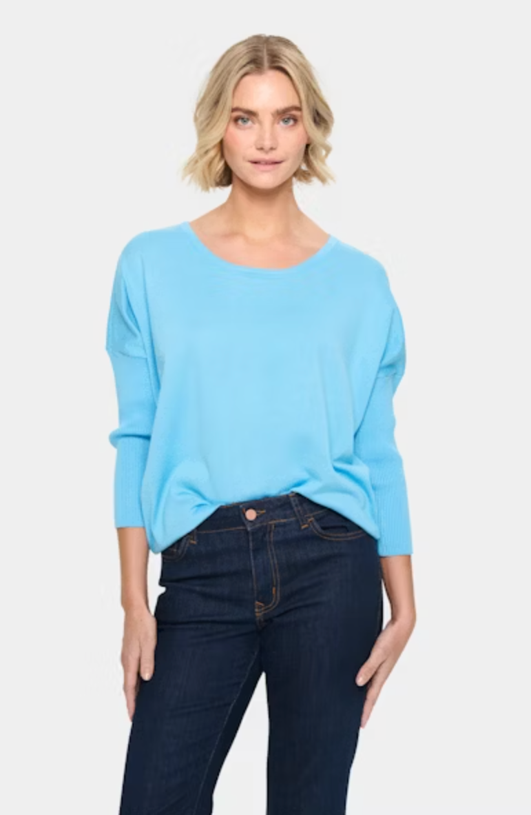 Saint Tropez MilaSZ R-Neck Pullover , Ethereal Blue