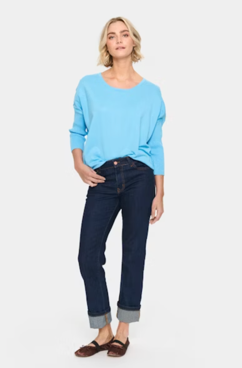 Saint Tropez MilaSZ R-Neck Pullover , Ethereal Blue