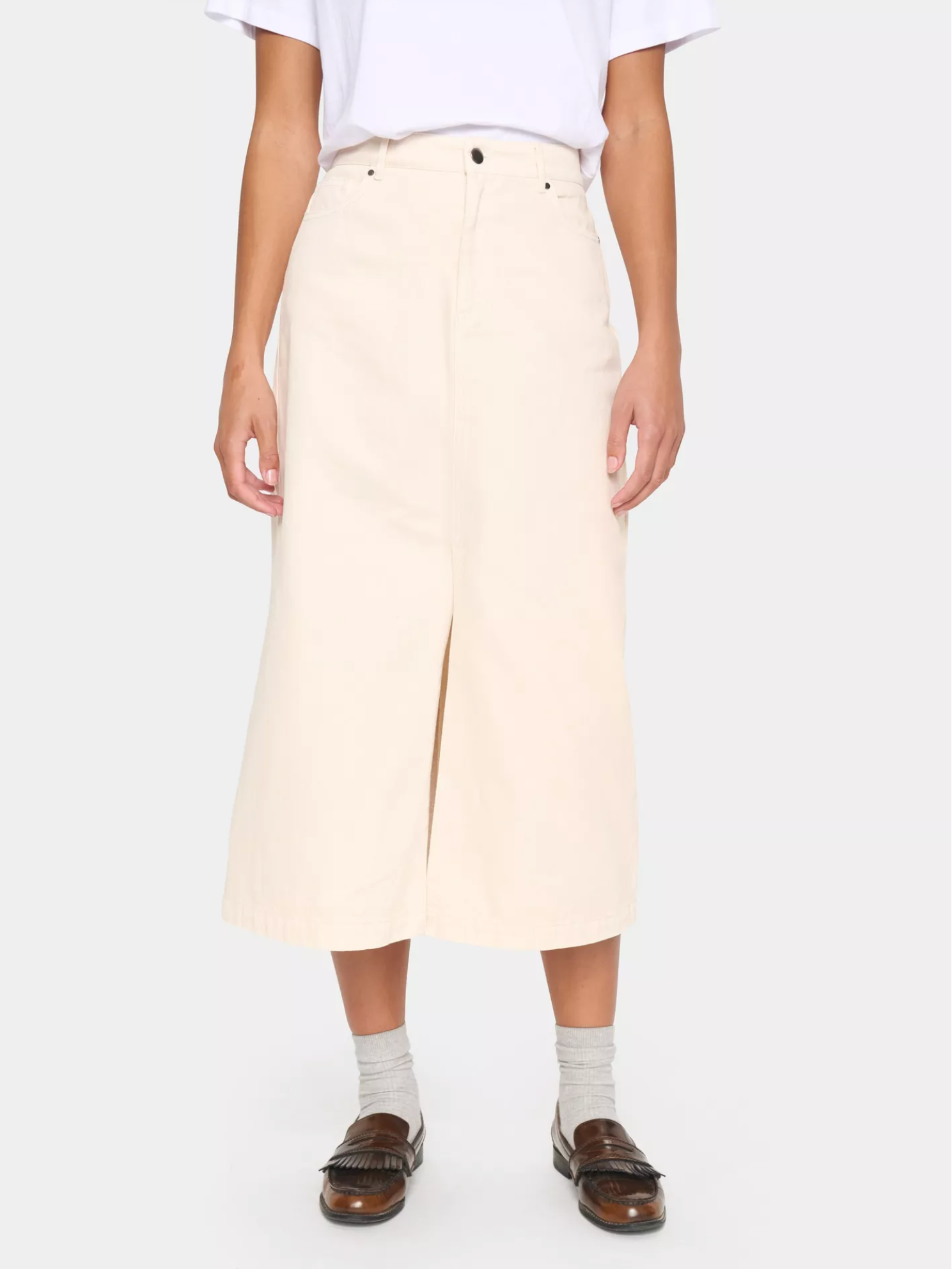 Saint Tropez Ilu Denim Skirt , Cream