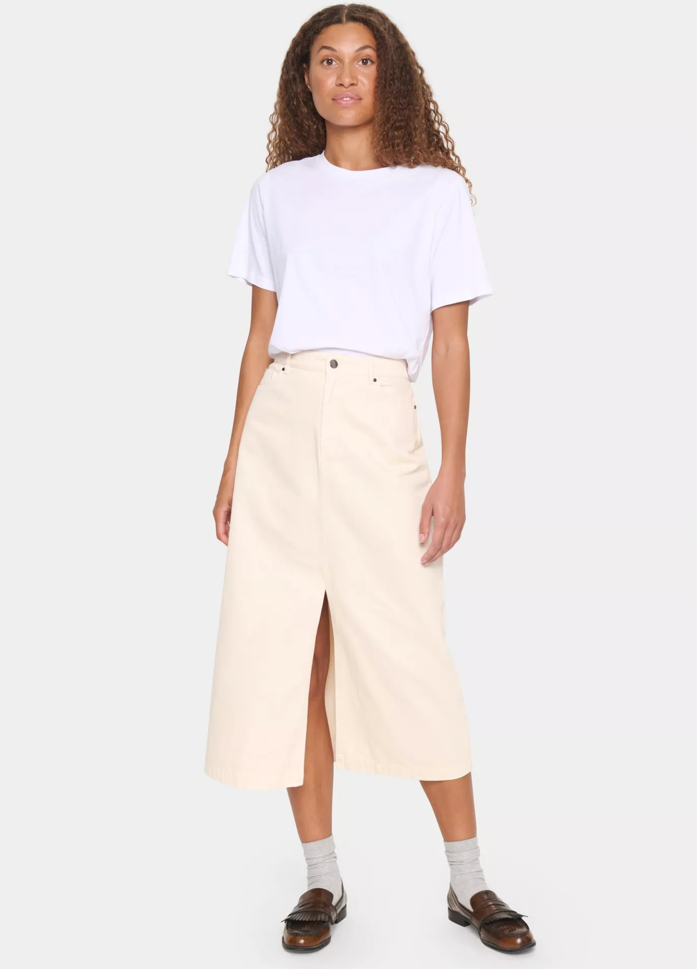 Saint Tropez Ilu Denim Skirt , Cream