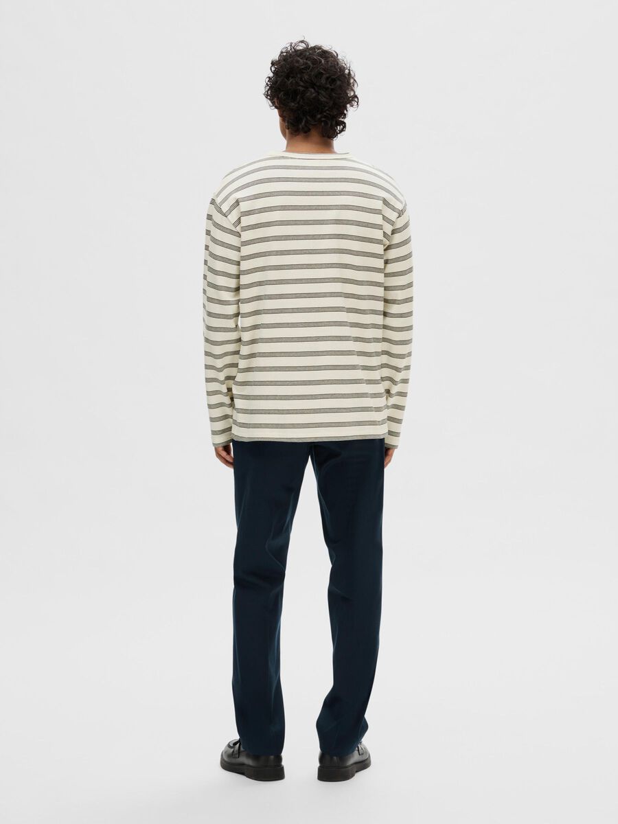 Selected Homme Shawn Stripe Crew , Egret