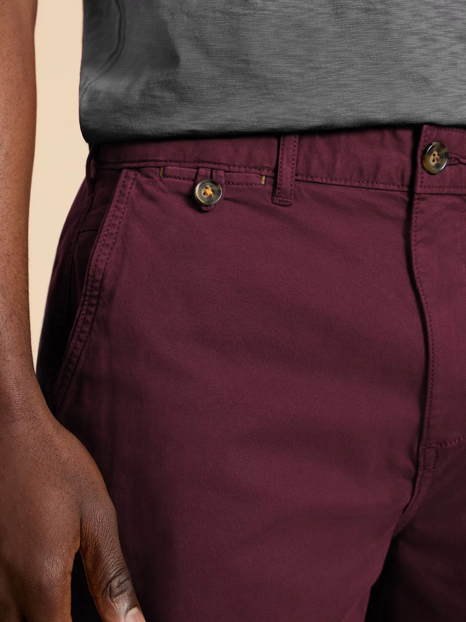 White Stuff Sutton Chino Shorts , Dark Plum
