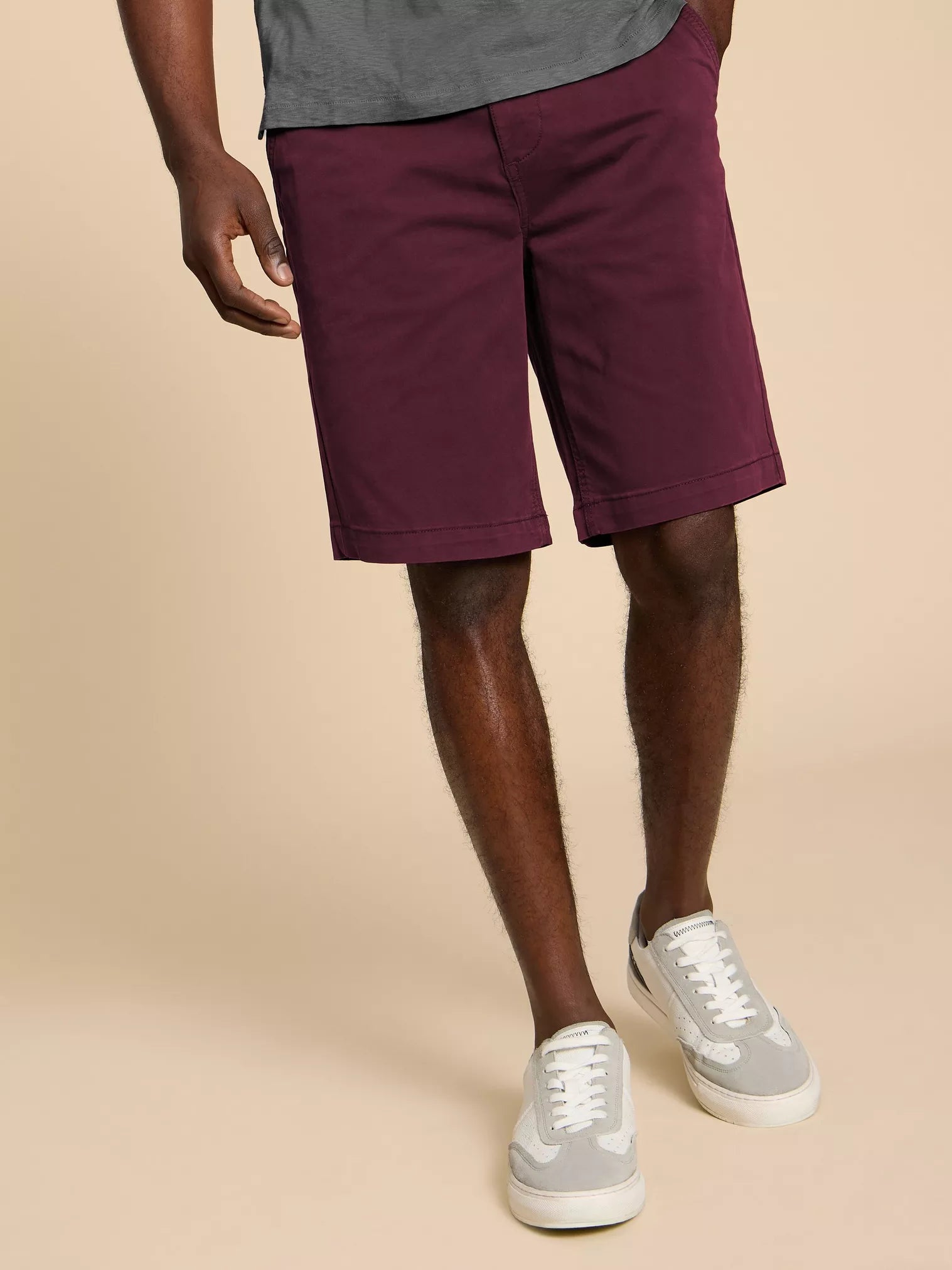 White Stuff Sutton Chino Shorts , Dark Plum