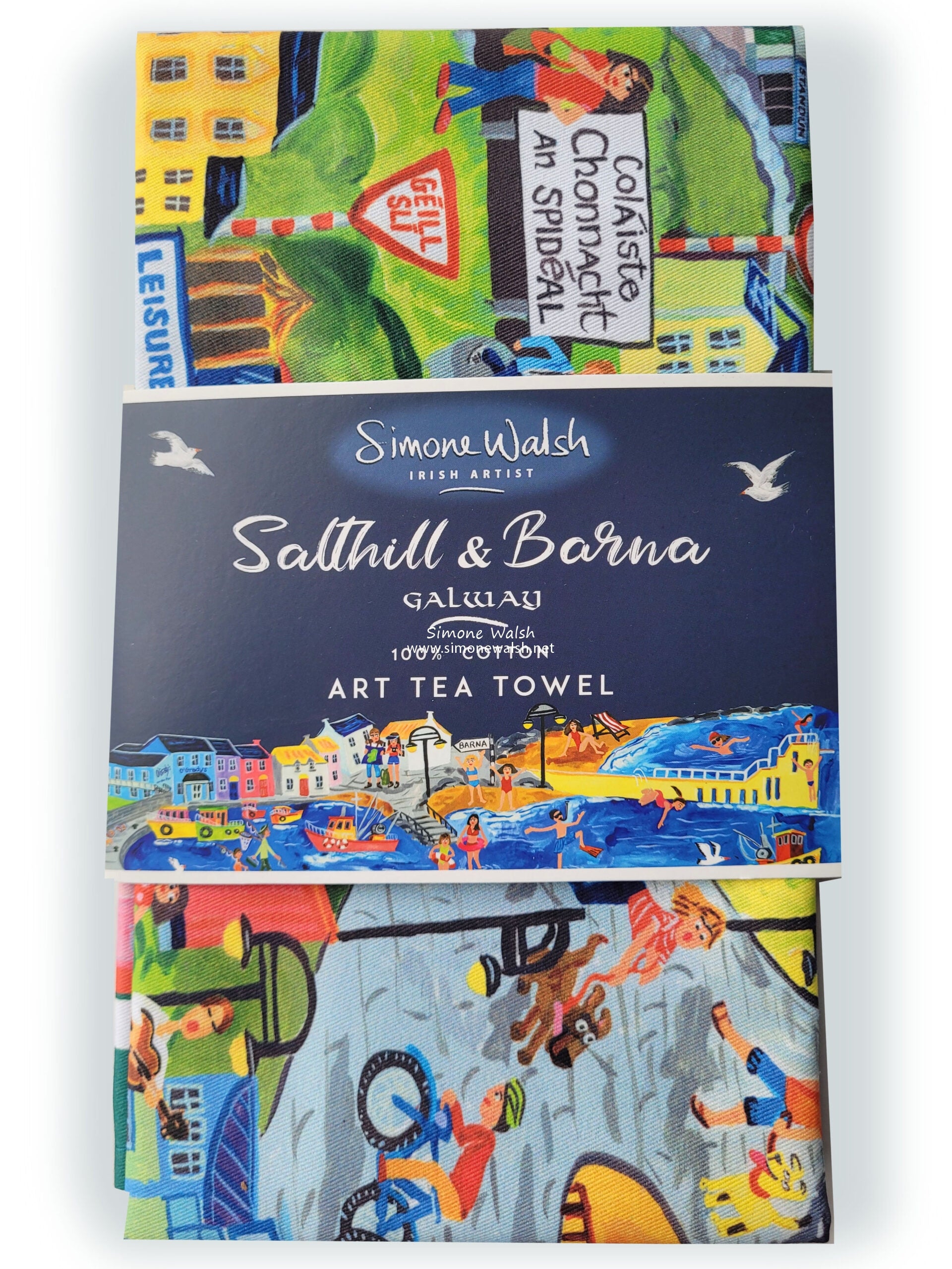 Simone Walsh Artist | Salthill, Barna & Spiddal, Galway Tea Towel