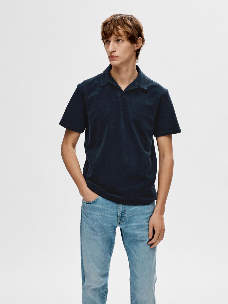 Selected Homme Talon Towel Polo Shirt , Sky Captain