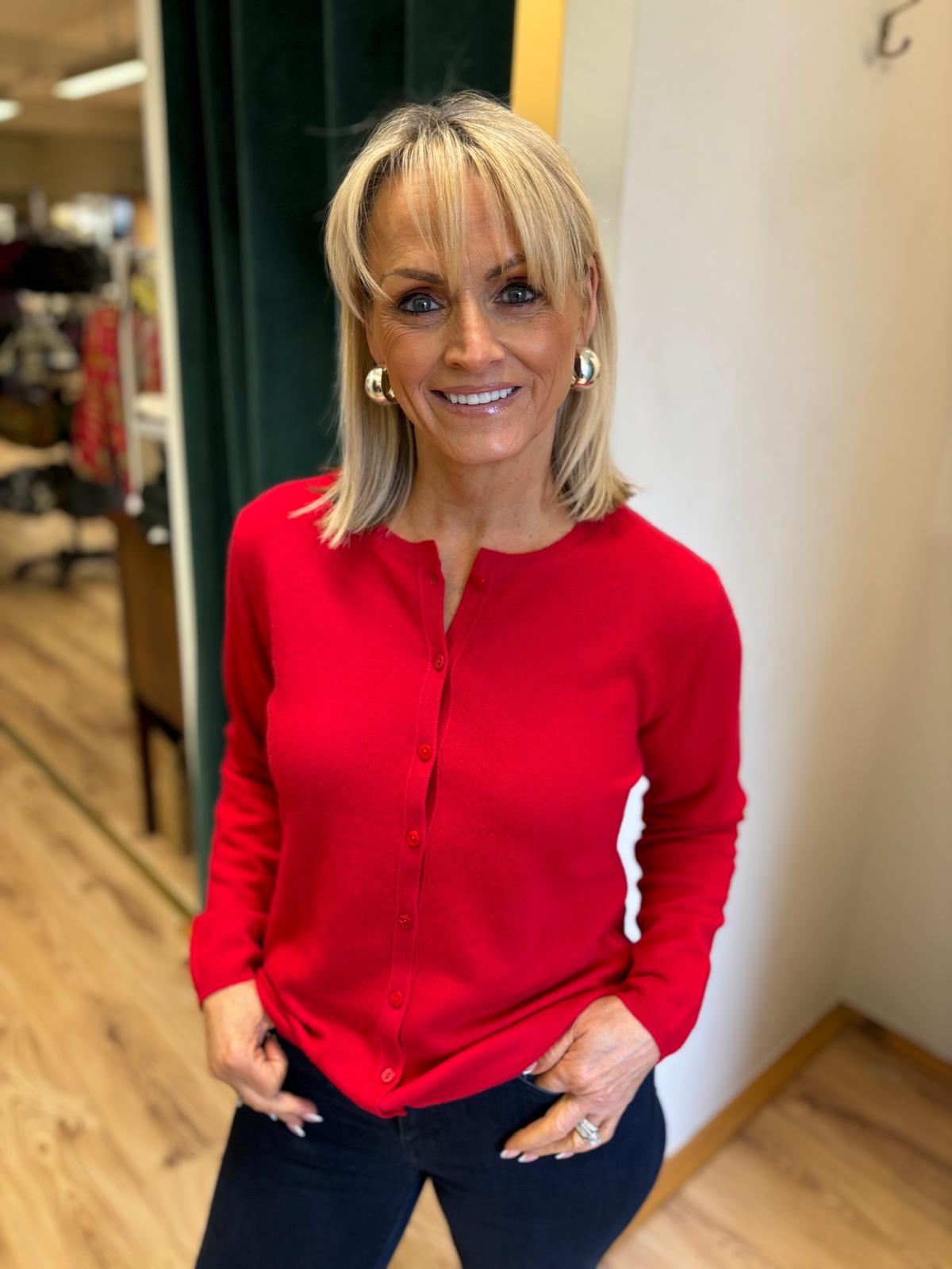 Cashmere Cardigan , Red