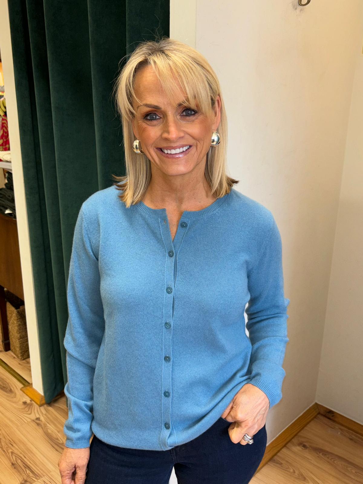 Cashmere Cardigan , Light Blue