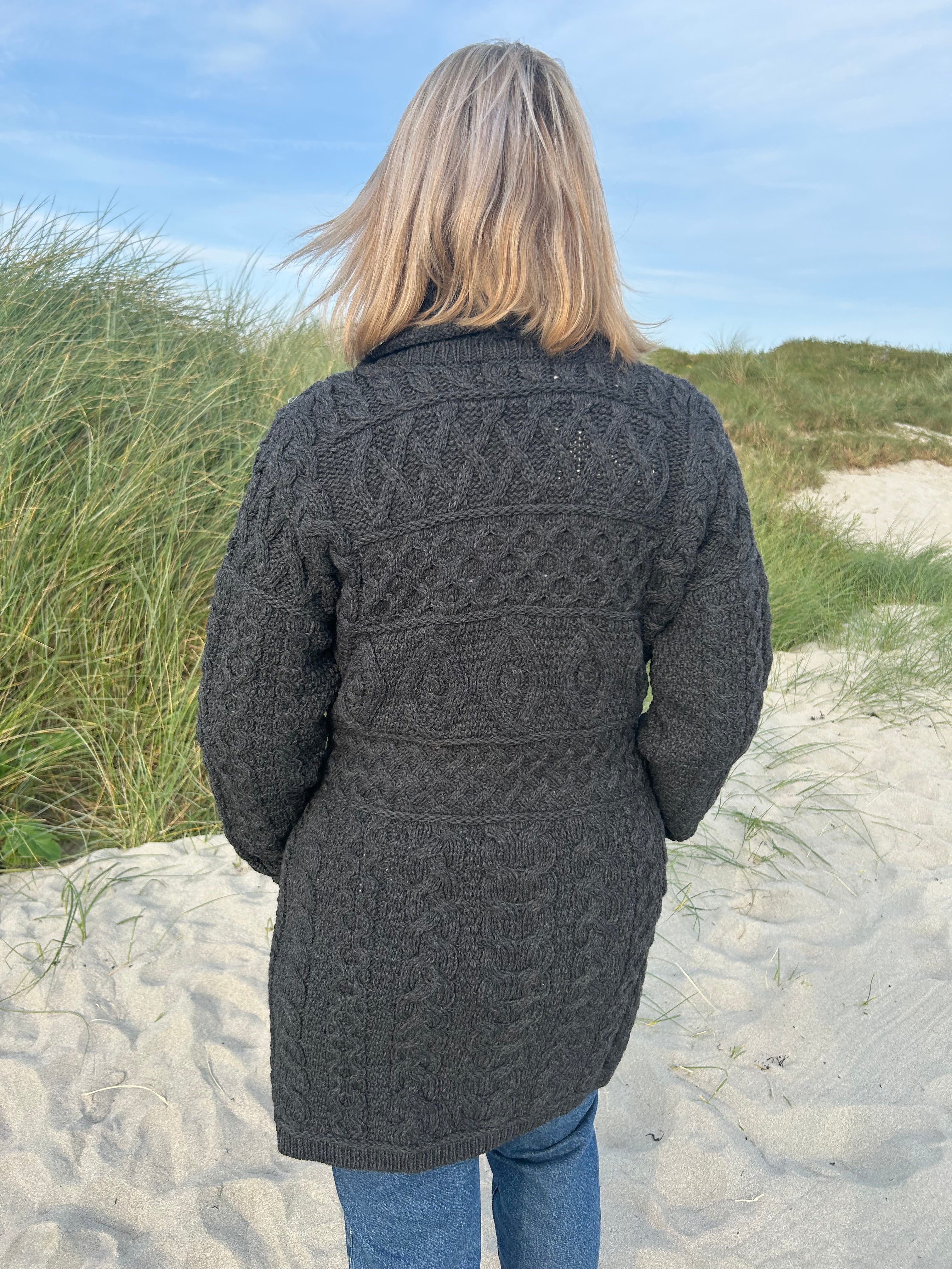 High Collar Coat , Charcoal