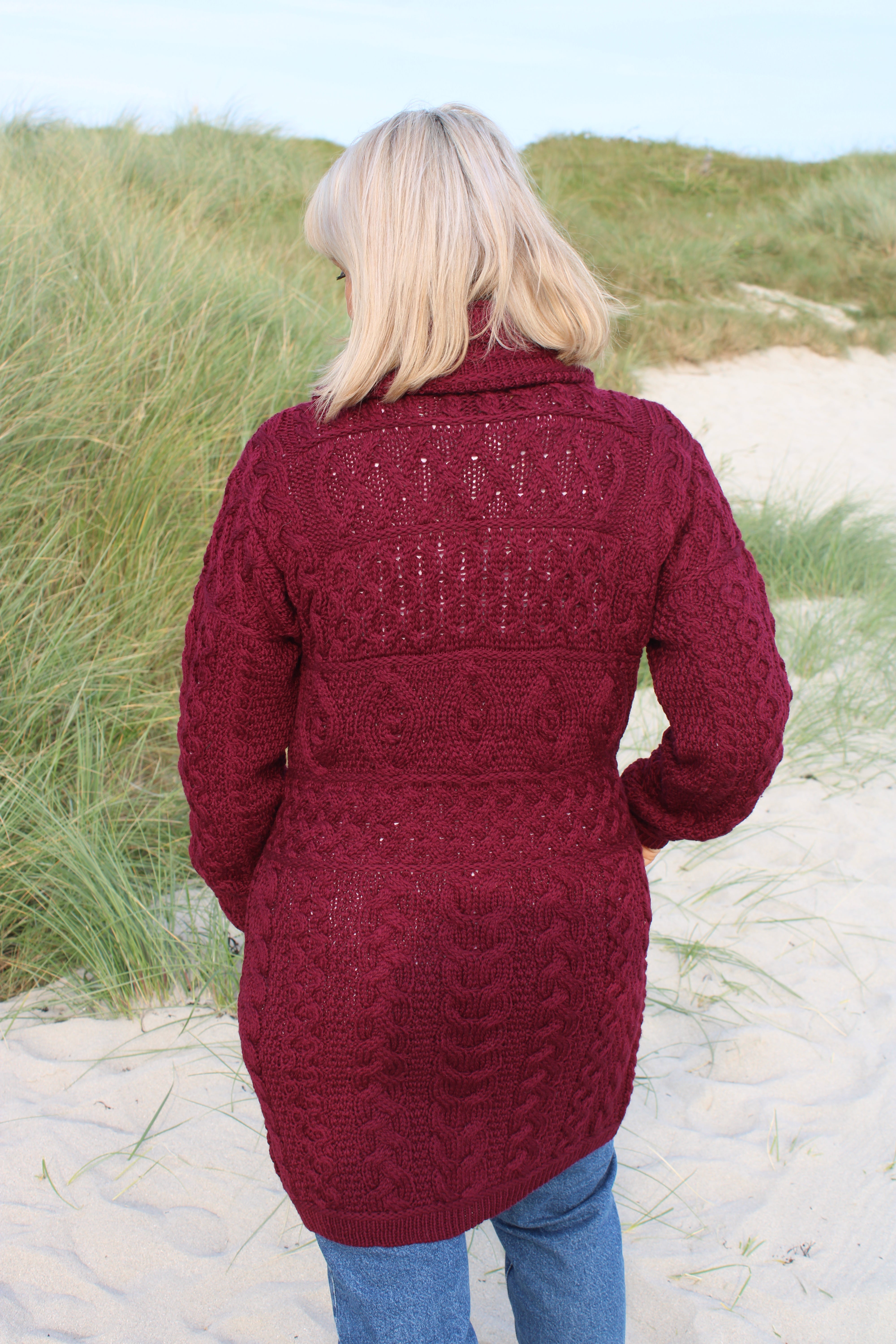 Double Collar Coat , Wine