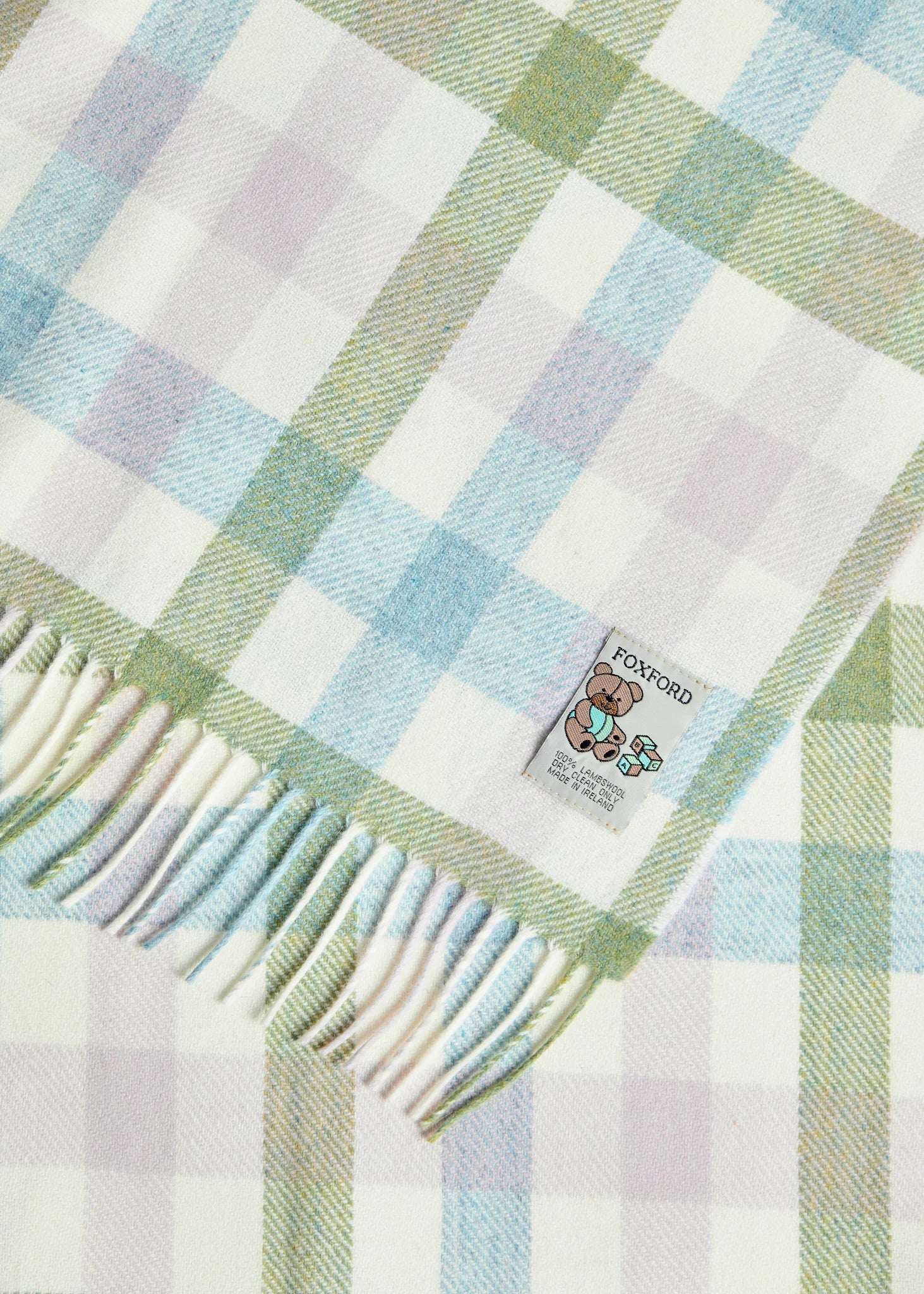 Foxford Pastel Check Lambswool Baby Blanket
