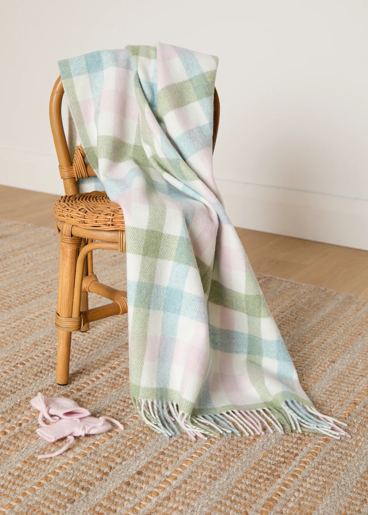 Foxford Pastel Check Lambswool Baby Blanket