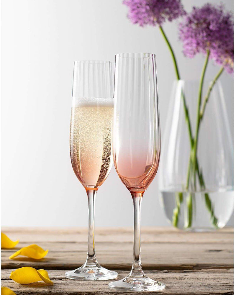 Galway Crystal | Erne Champagne Flute Set Of Two- Blush