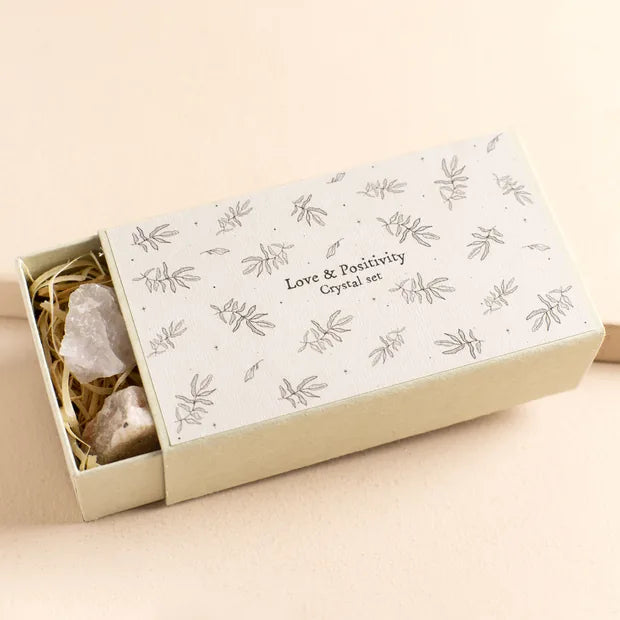 East of India Crystal Matchbox Set of Love & Positivity