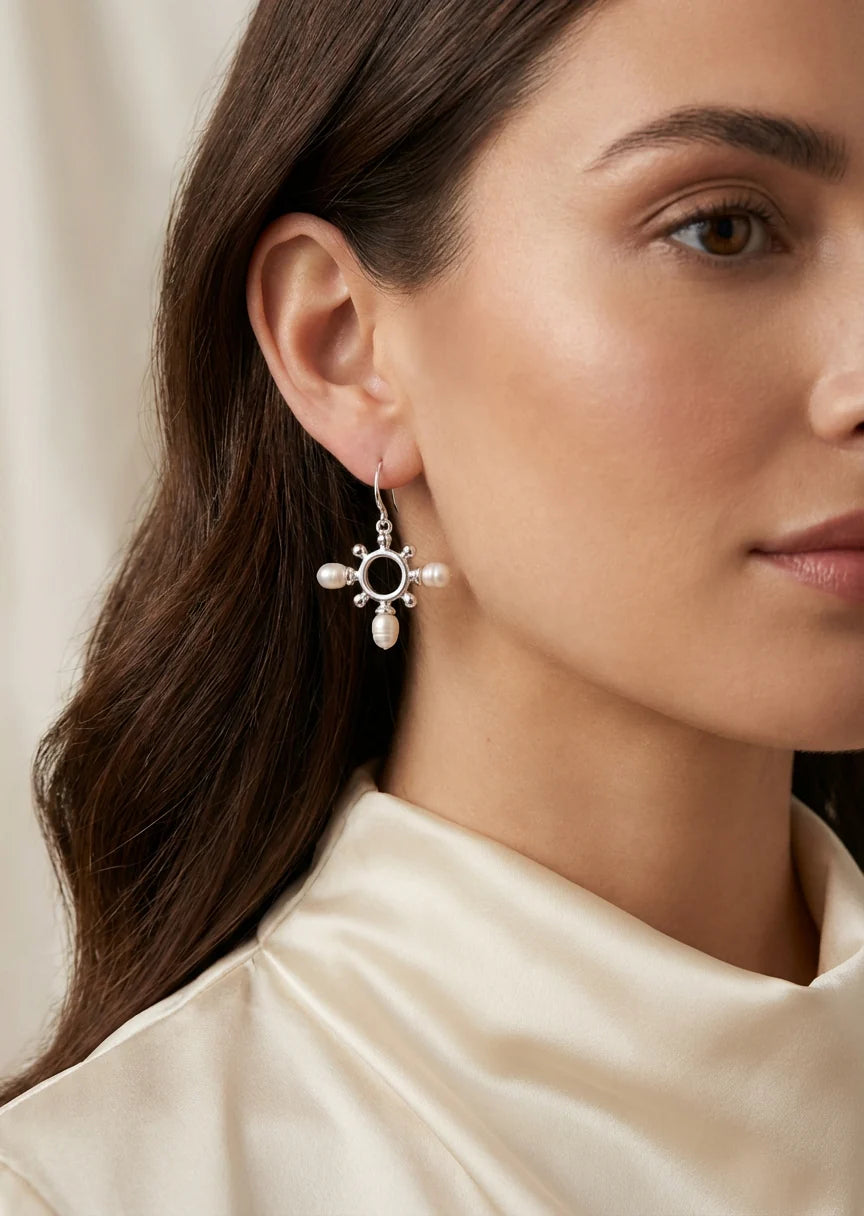 Envy Silver and Pearl Dropper Earrings