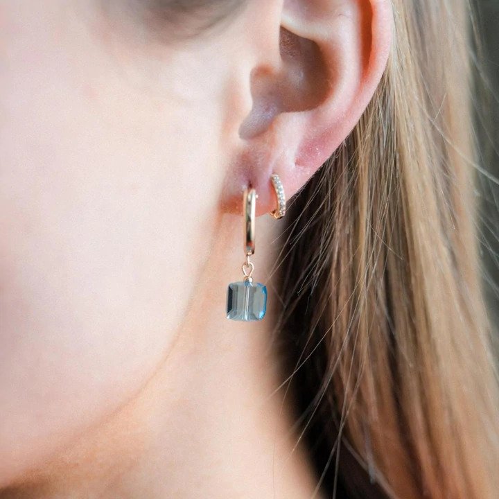 MoMuse | Clip Hoop Earrings - Aqua