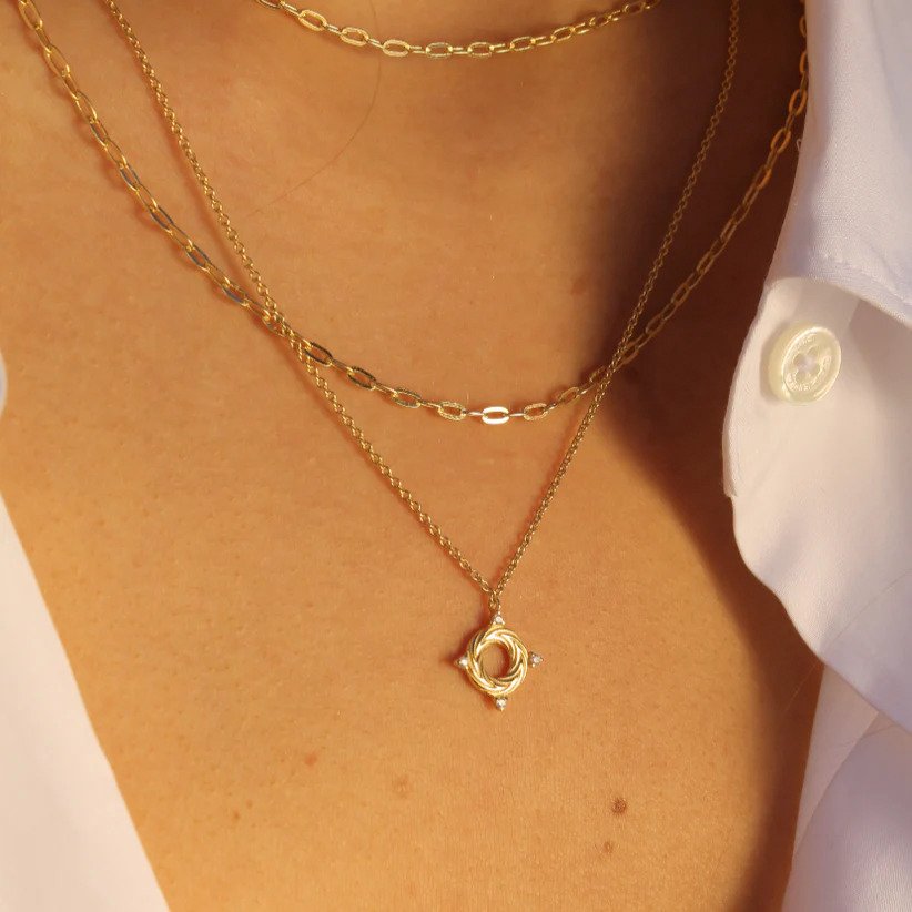 Mary-K Gold Woven Circle Necklace