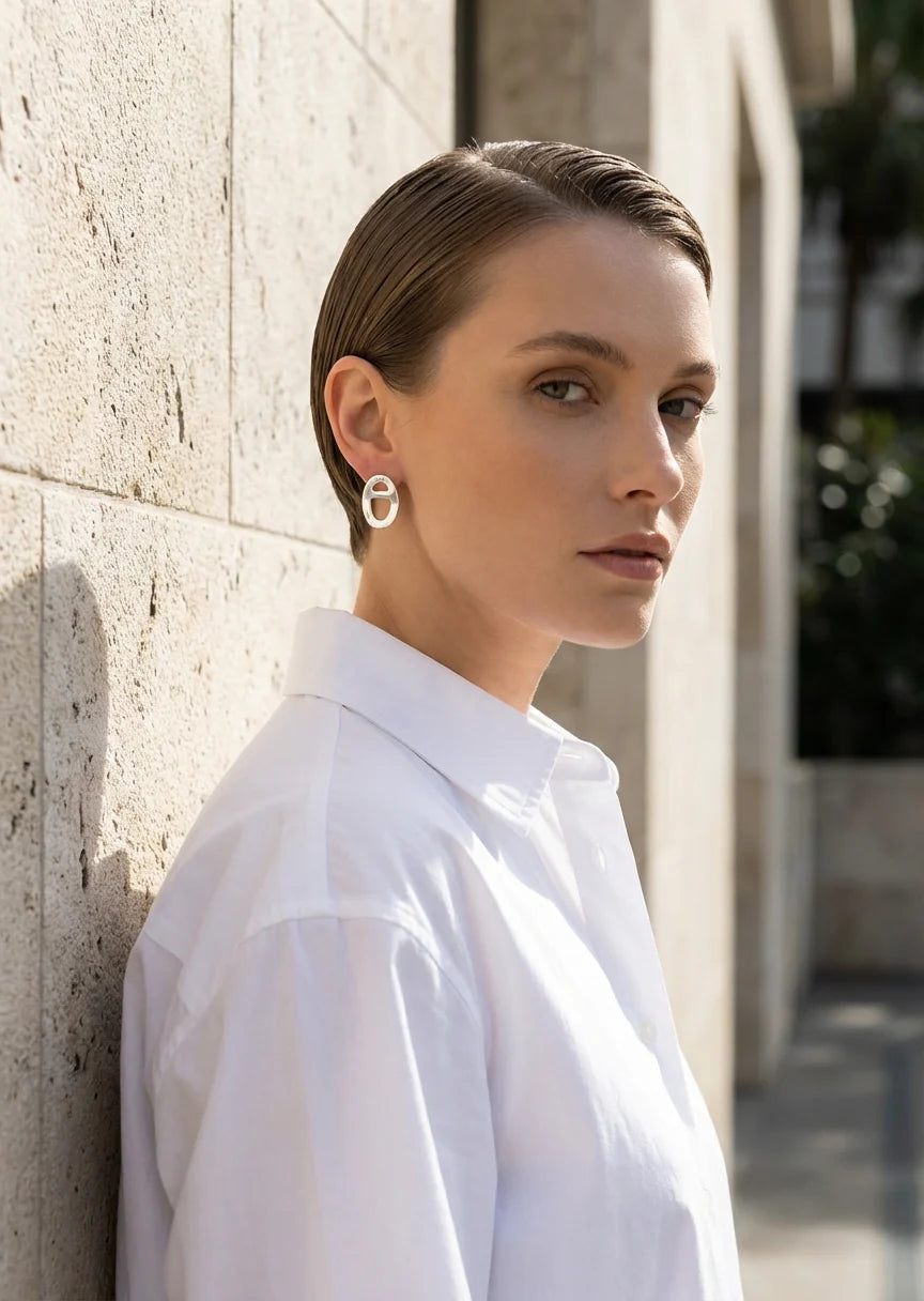 Envy Silver Oval Earrings