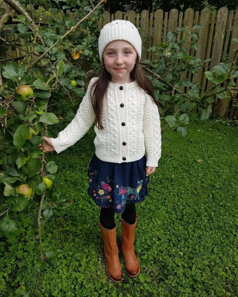 Childrens Aran Cardigan - Natural
