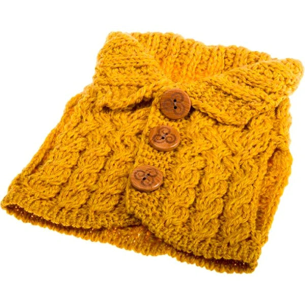 Aran Cardigan Tea Cosy , Sun Yellow