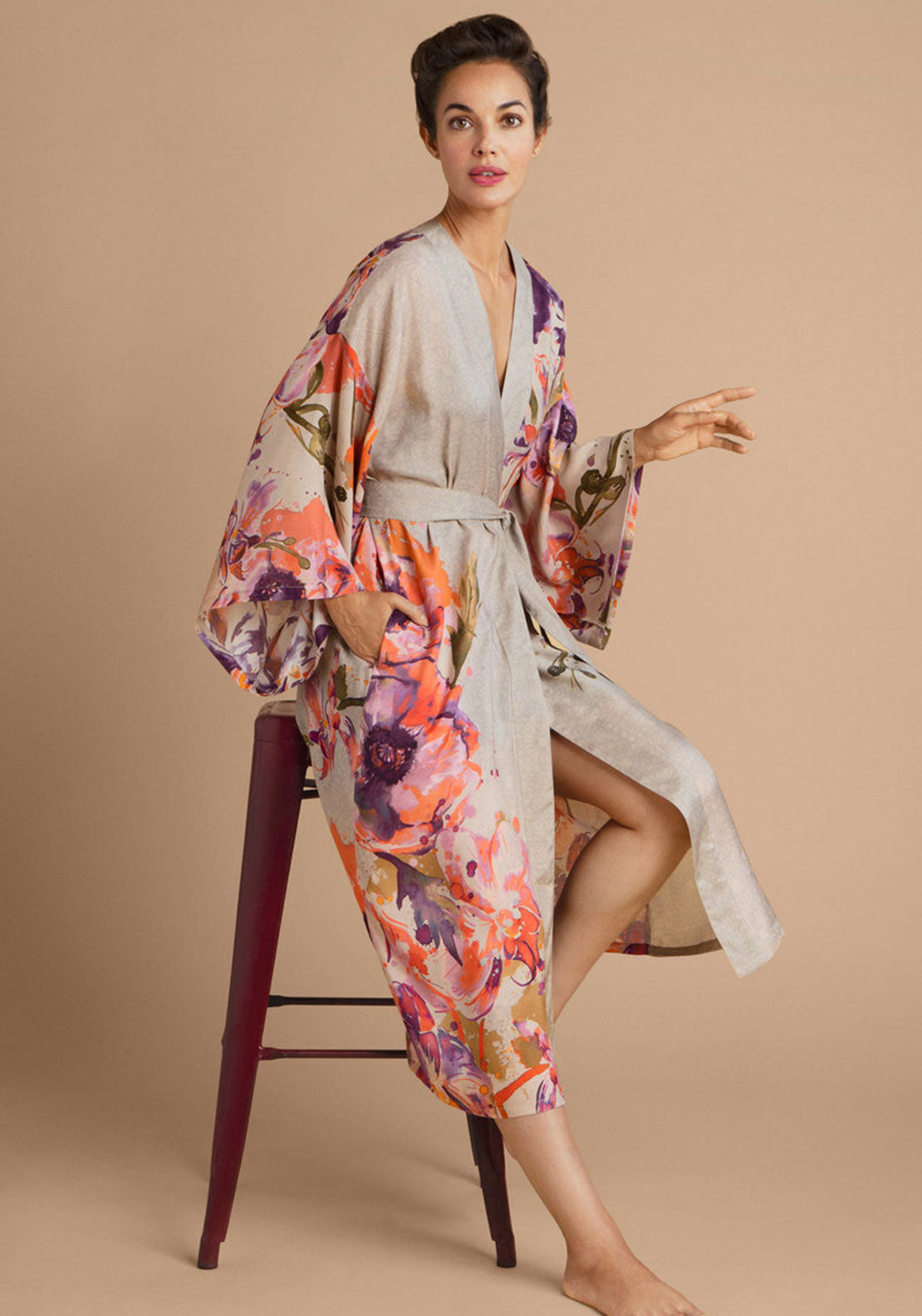 Powder Orchid & Iris Kimono , Coconut