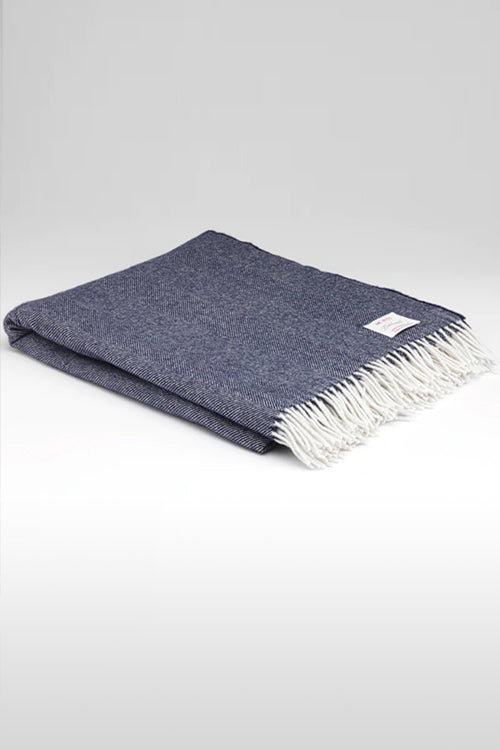 McNutt of Donegal | Supersoft Herringbone Throw - Navy
