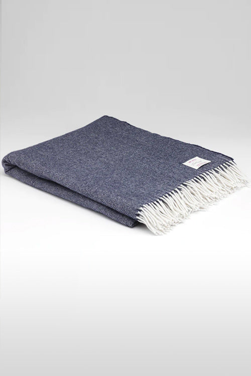 McNutt of Donegal Supersoft Herringbone Throw , Navy