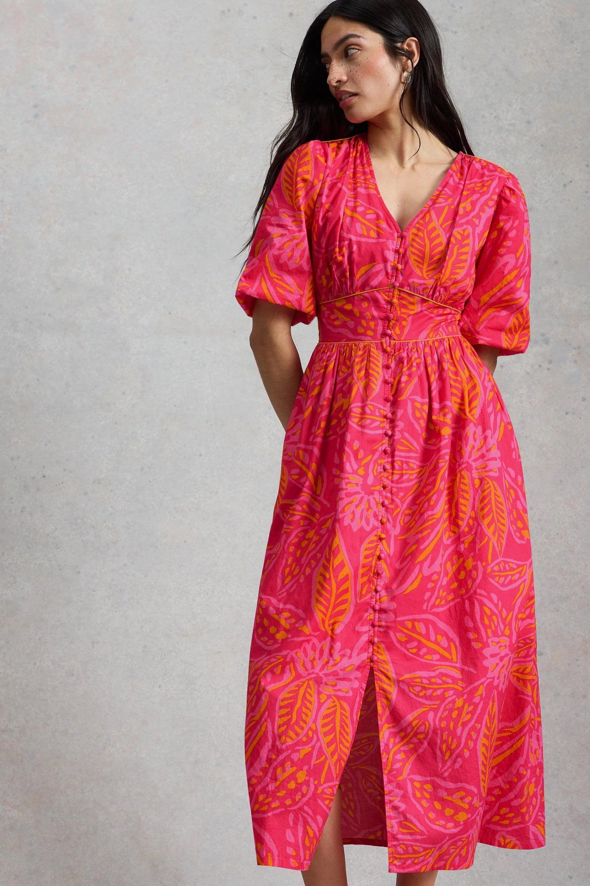 White Stuff Leela Midi Print Dress